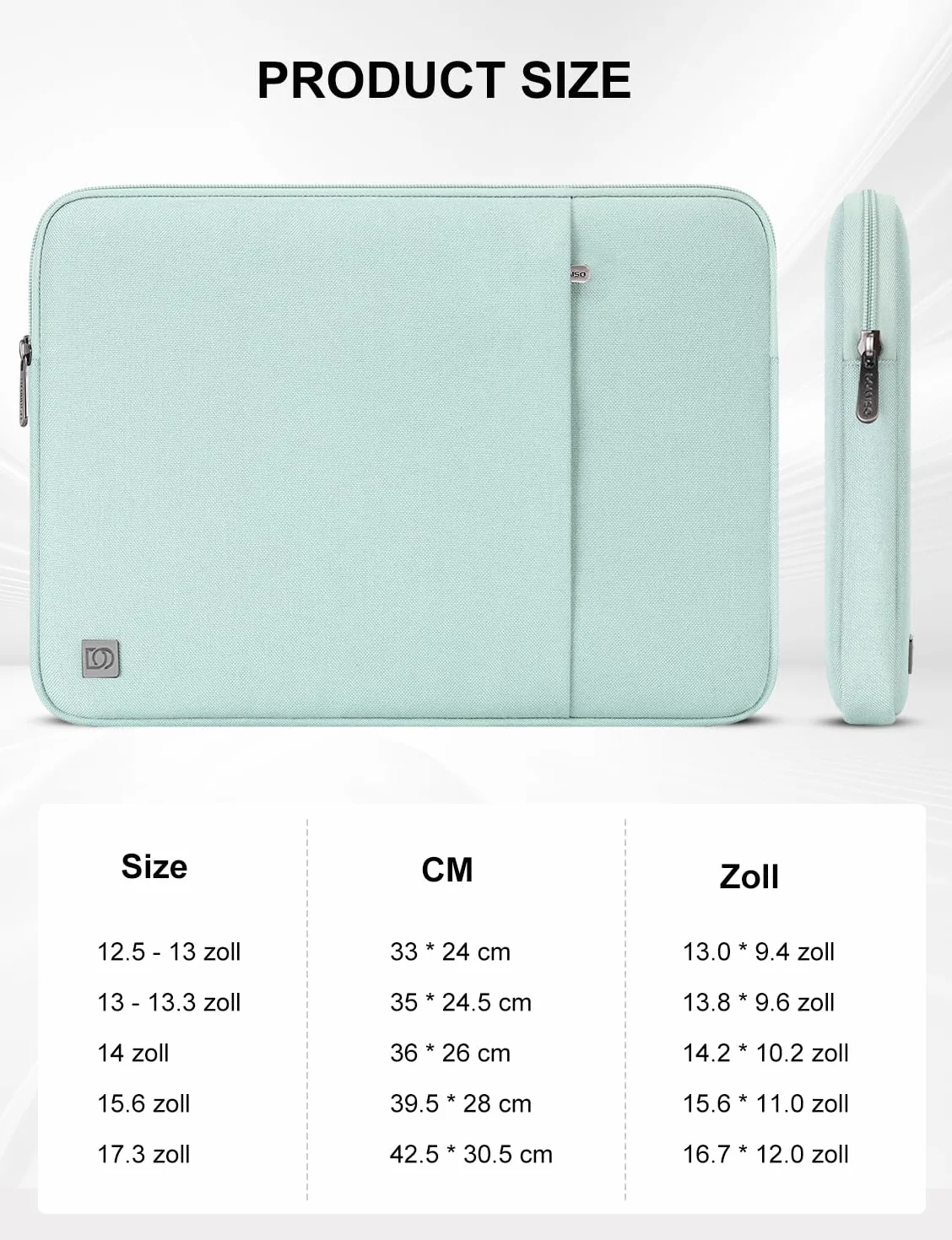 DOMISO Housse Ordinateur 17 Pouces Imperméable Sacoche Protection PC Portable Menthe Verte