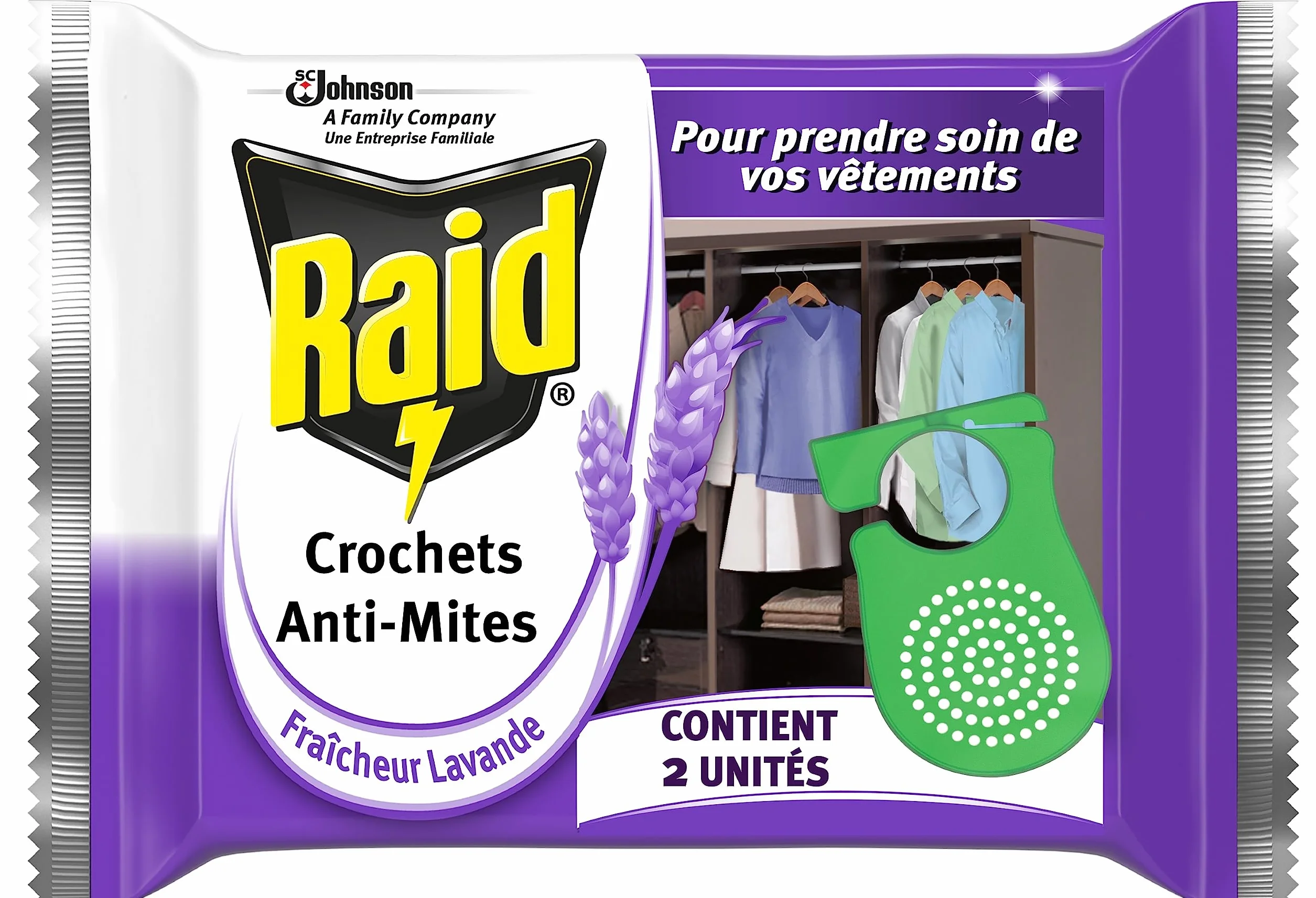 Raid Crochets Anti-Mites parfumés fraîcheur lavande 2 pièces