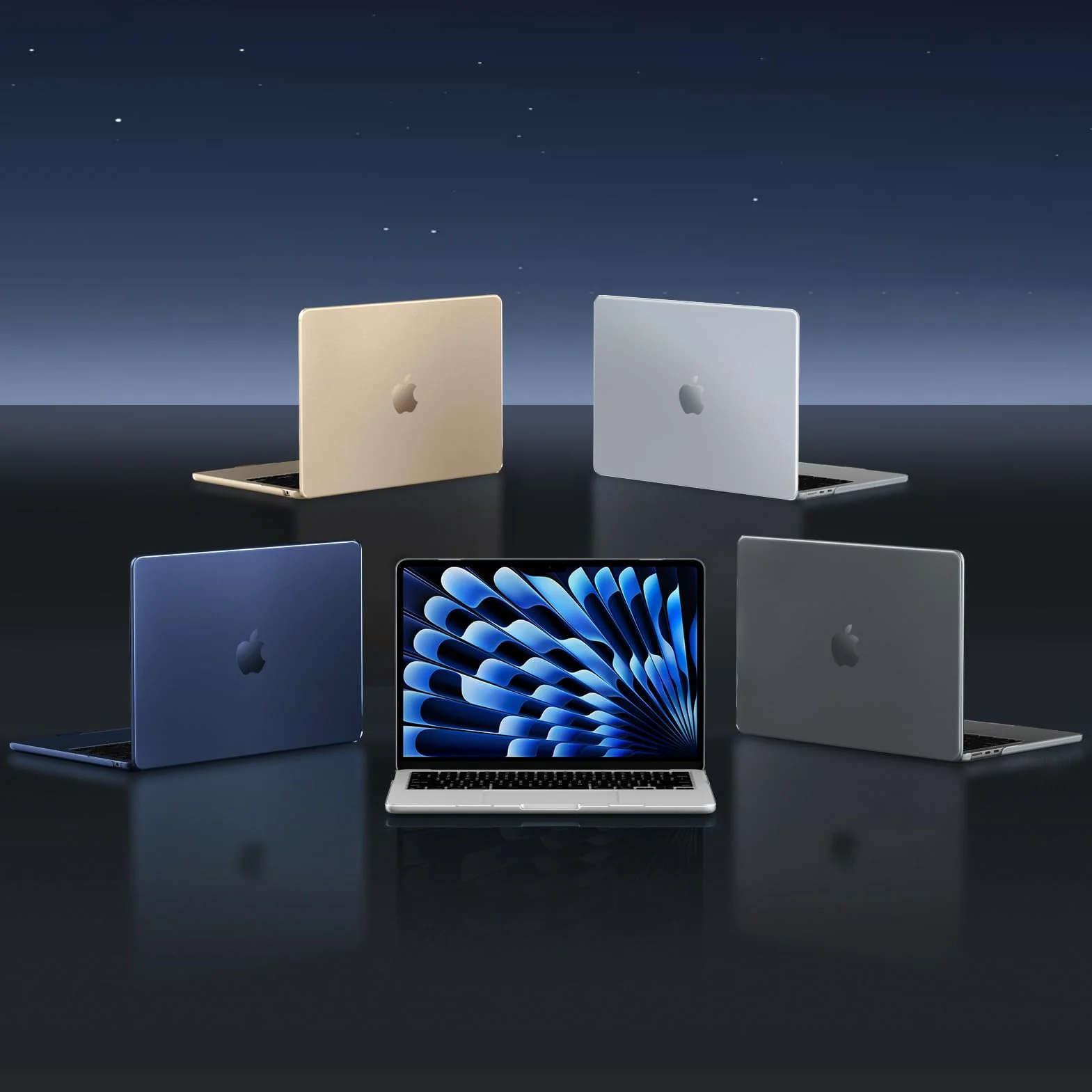 FINTIE Coque MacBook Air 13.6 Pouces M5 M4 M3 M2 2026 2025 2024 2022 Ultra-Fin Finition Givrée Anti-Empreinte Digitale Minuit