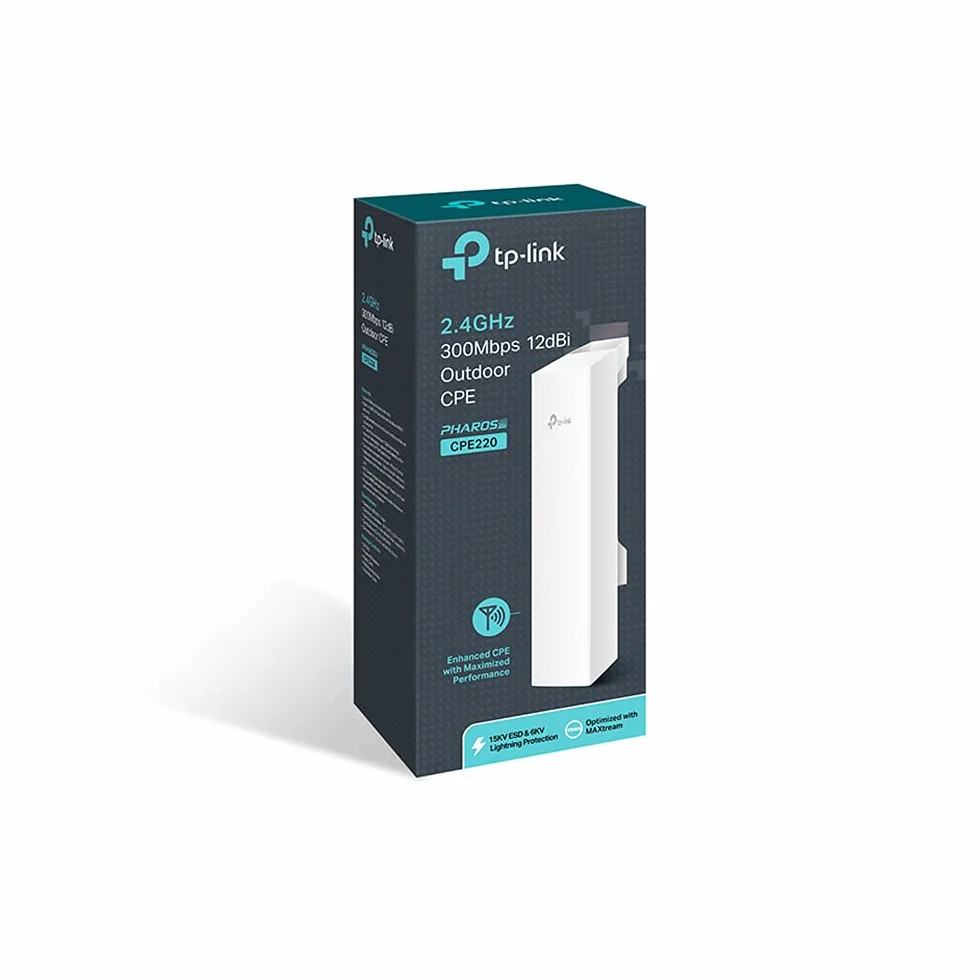 TP Link CPE220 2,4 GHz 300 Mbps CPE extérieur longue portée PtP PtMP pont sans fil 12 dBi 13 km PoE