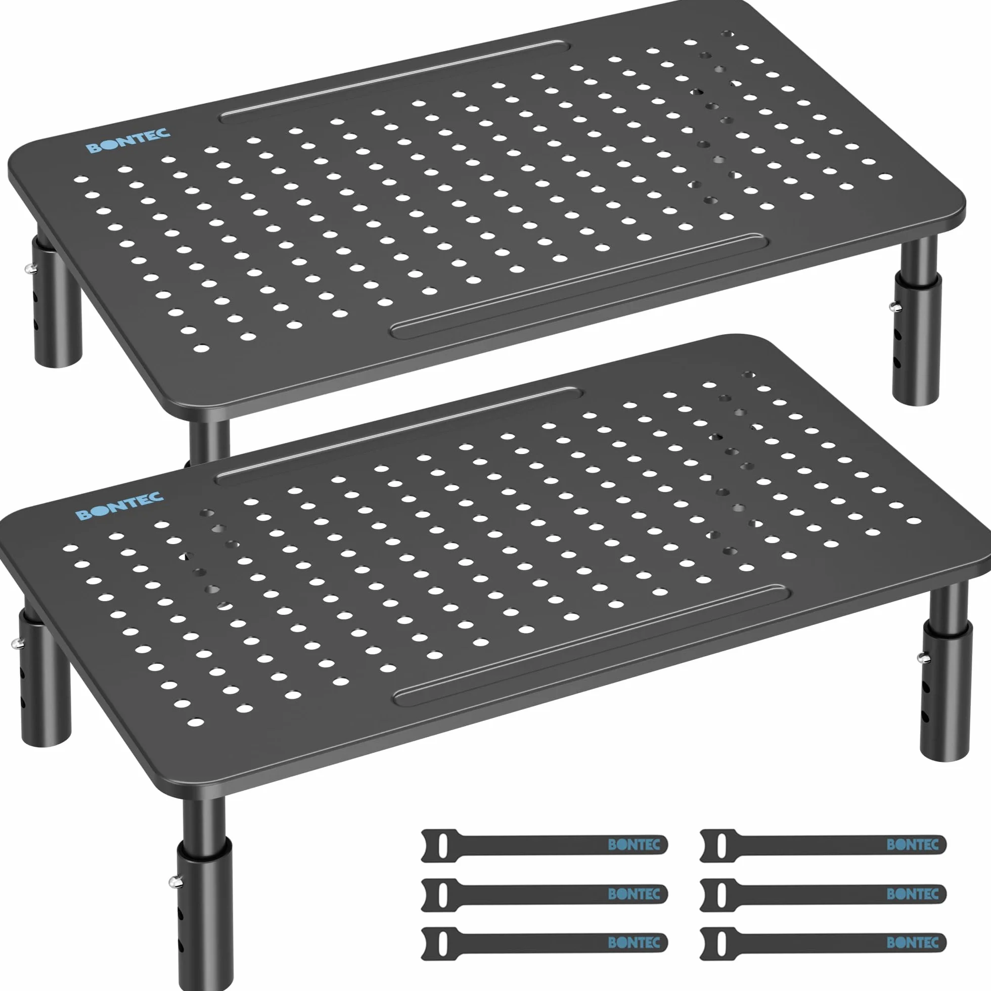 BONTEC Réhausseur Écran Métal Réglable pour Ordinateur PC iMac Imprimante 20 kg Lot de 2