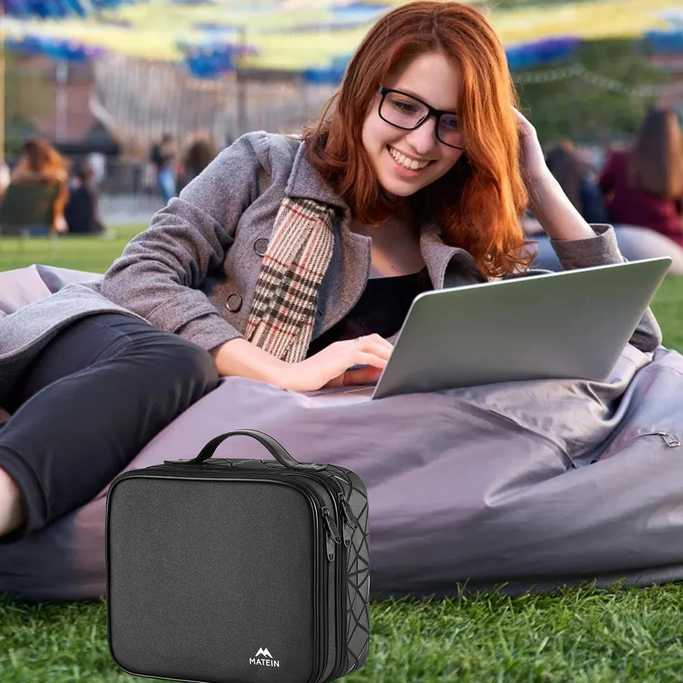 MATEIN Sac de Rangement de câbles étanche avec séparateur réglable résistant aux Chocs Portable Double Couche pour Cordon écouteurs Chargeur