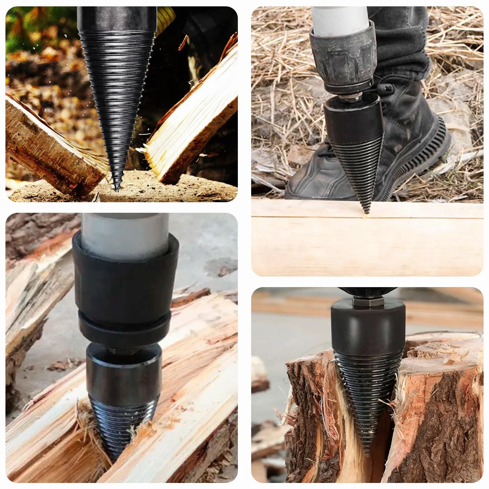Foret Fendeur De Bois 42 mm 32 mm - Kit De Vis Conique Avec 4 Poignées De Perçage