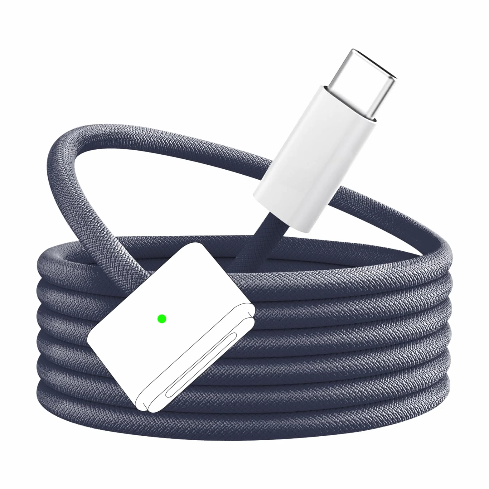 Câble USB C vers MagSafe 3 Charge Rapide 140 W avec LED Compatible MacBook Pro M1 2021/M2 2023 M3/M3 Pro/M3 Max 2025 Bleu