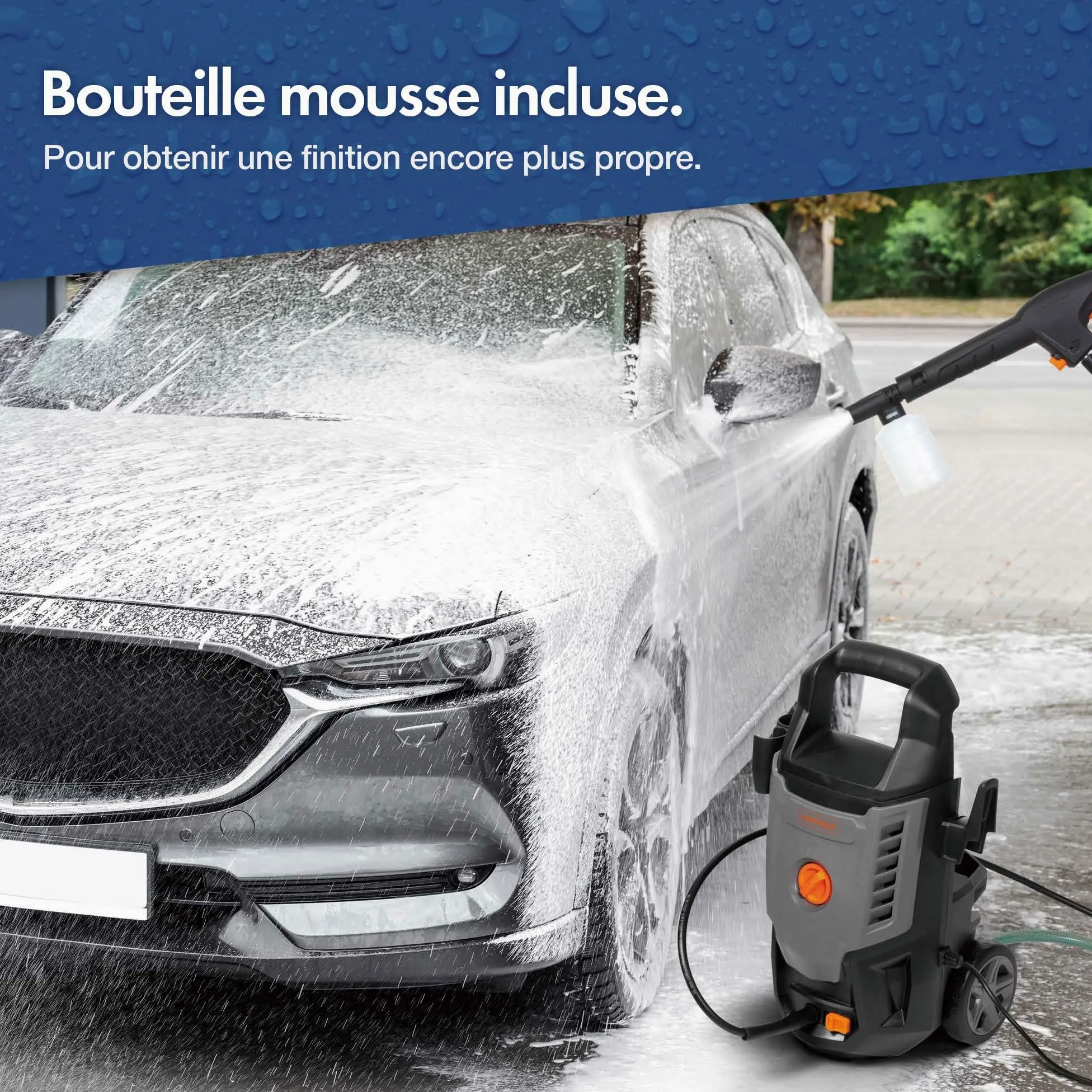 VonHaus Nettoyeur Haute Pression 1600 W, Ensemble de 7 Accessoires Inclus | Pression max. 130 bars, Débit 390 l/h, 5m Tuyau, Portable pour Terrasse, Jardin, Voiture et plus encore