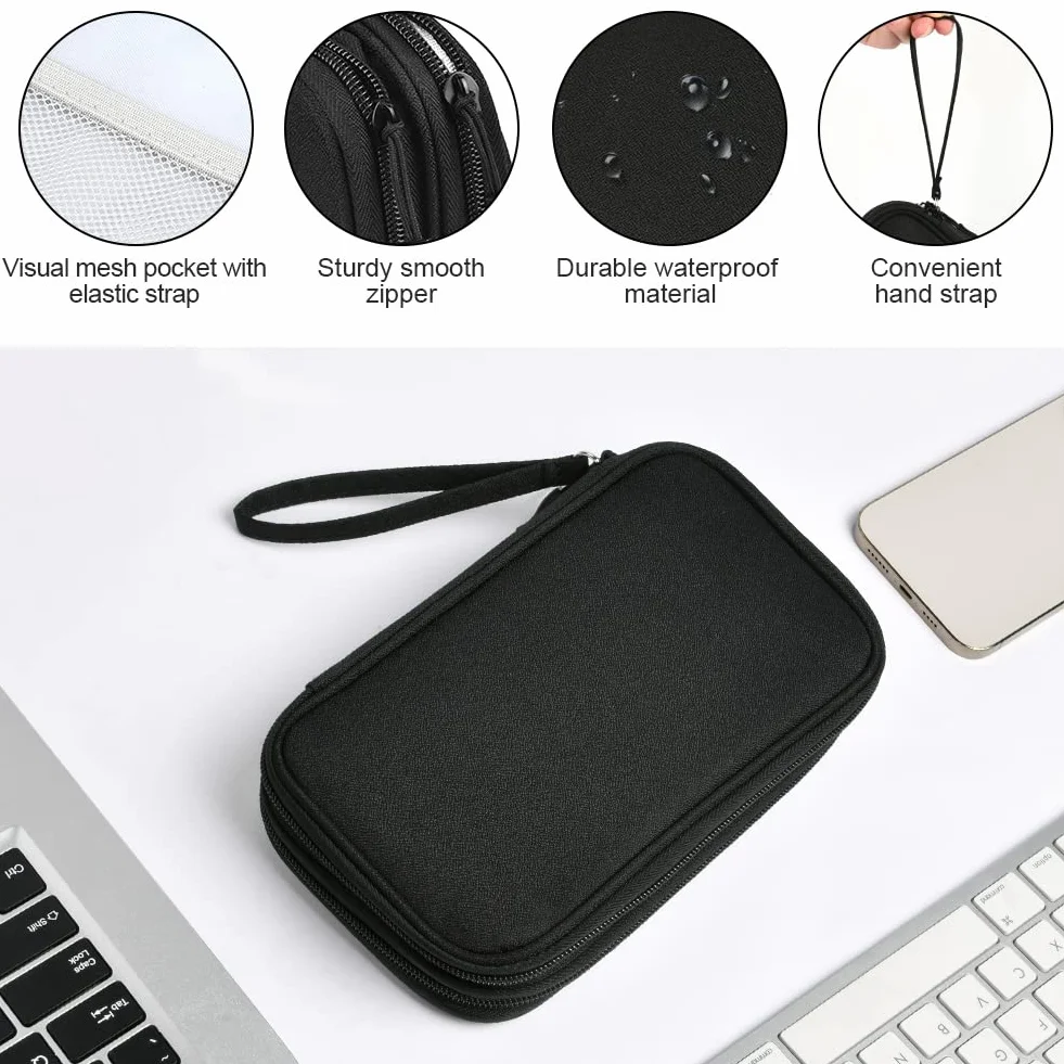 Etui Disque Dur Externe Étanche Sac de Câble de Voyage Grande Capacité Antichoc Portable Organisateur