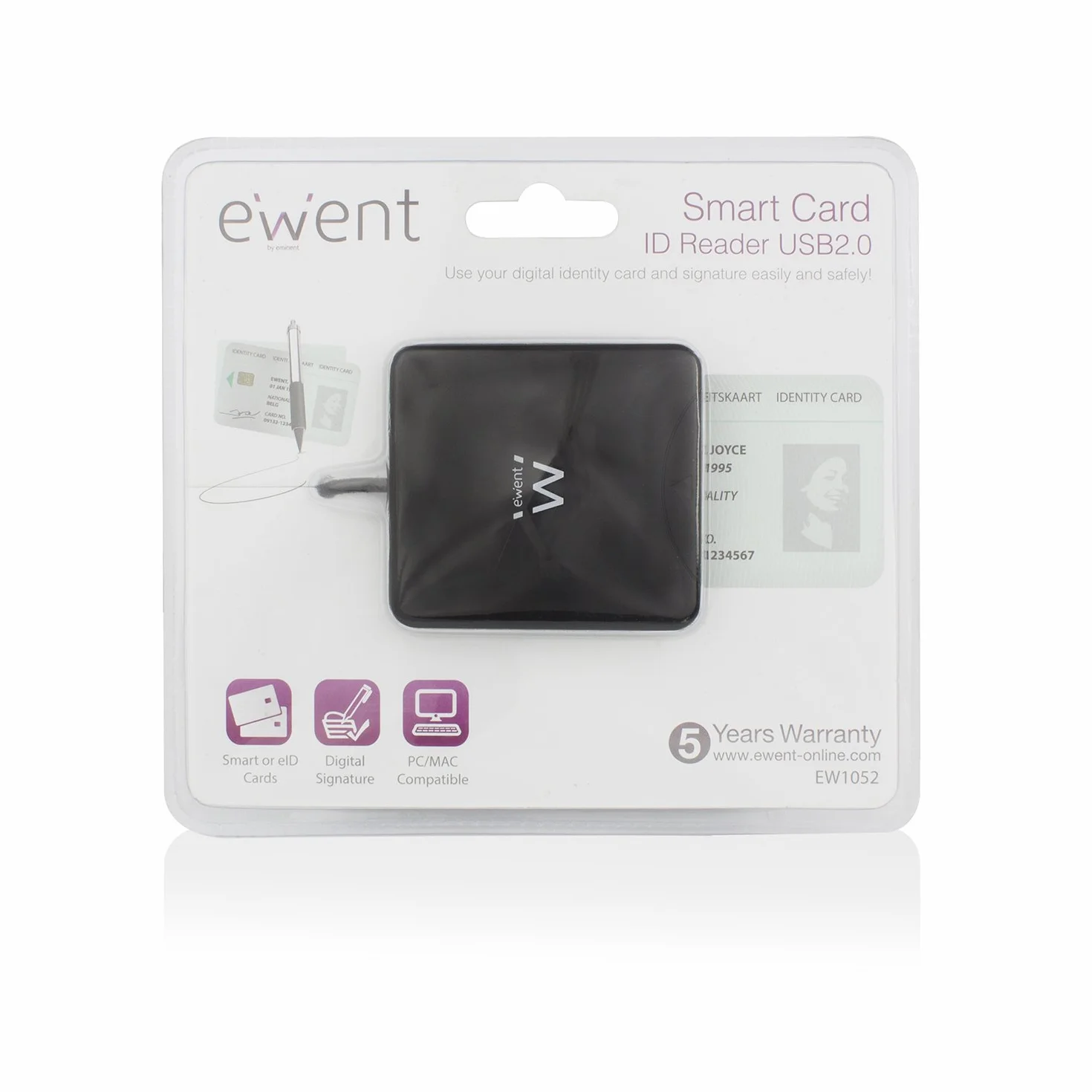 Ewent Lecteur de carte à puce USB PC/SC WHQL noir