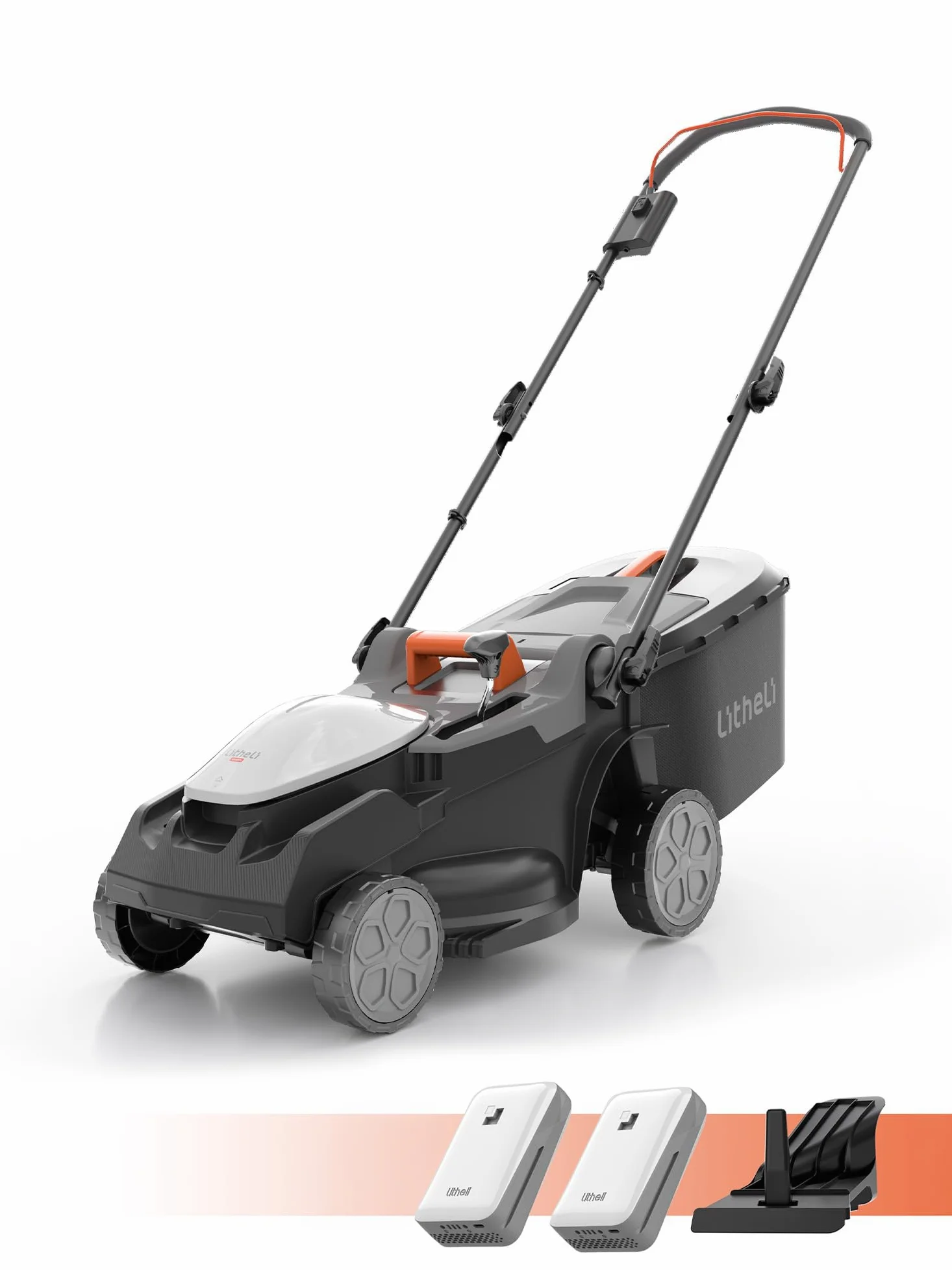 Litheli Tondeuse à Gazon sans Fil 38cm, 2X 20V Batteries 4.0Ah, Hauteur Réglable 25-75mm, Bac 40L, pour Pelouses jusqu'à 300m² (Jardin & Petits Espaces)
