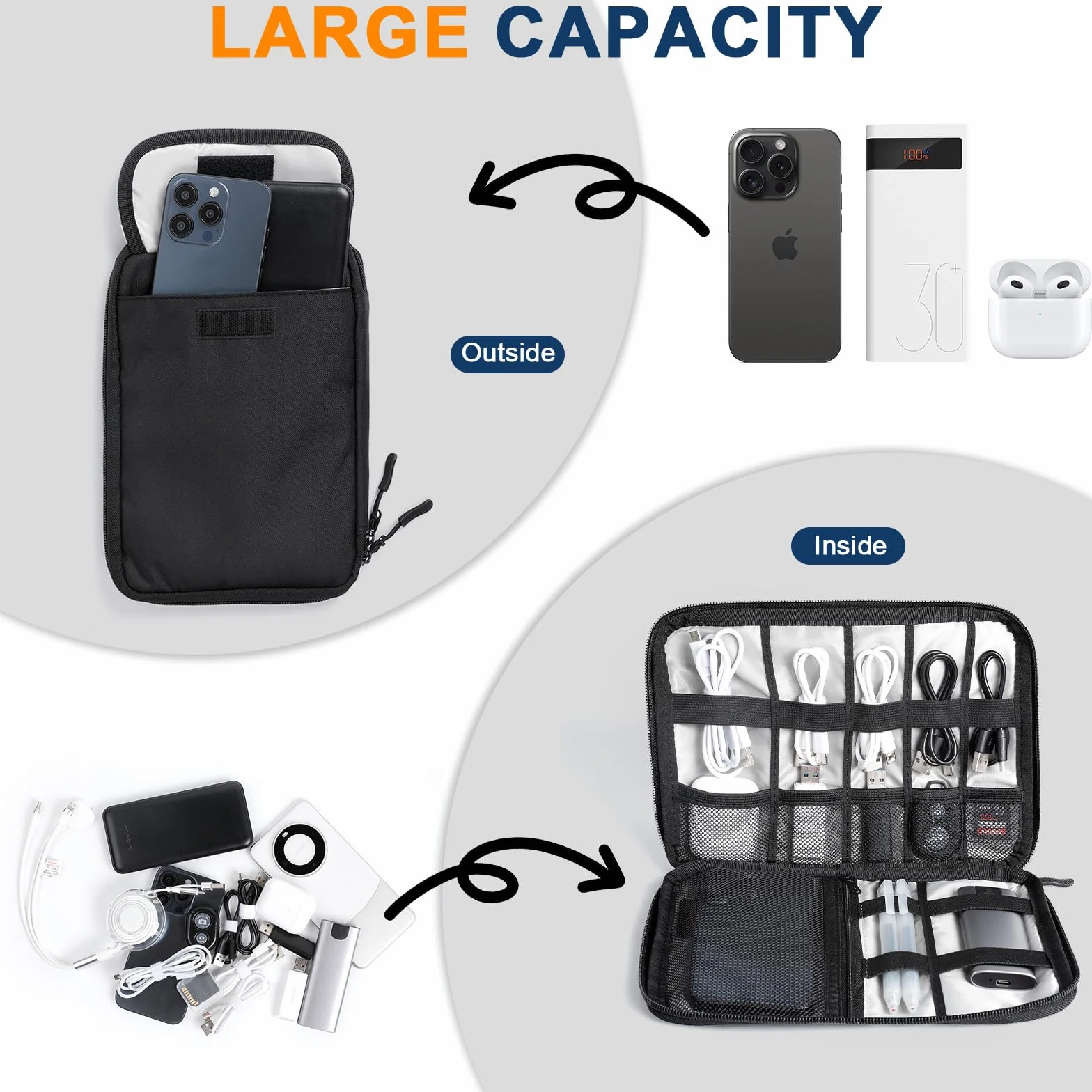 Cozary Sac de Rangement de Câbles, Organisateur d'Accessoires Électroniques pour Voyage