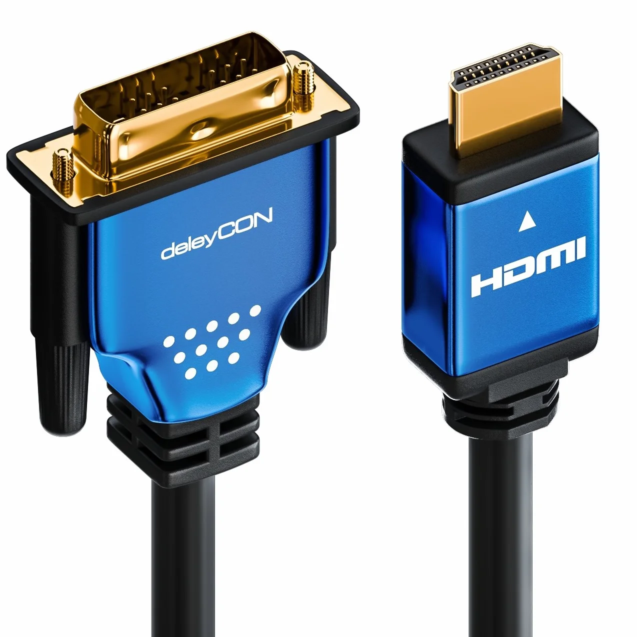 deleyCON 10m Câble HDMI vers DVI Haute Vitesse 1080p Full-HD 3D Ready pour Moniteur