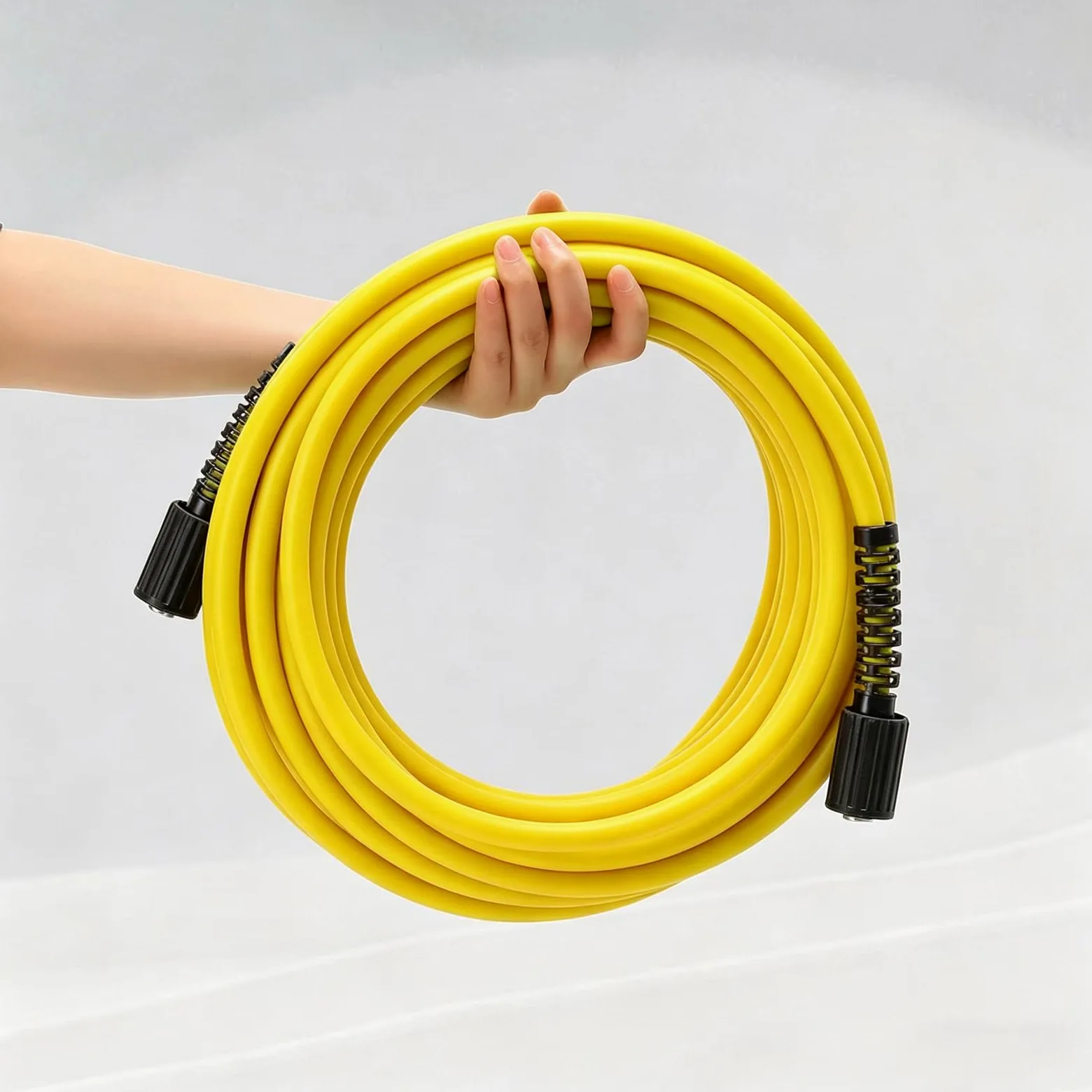Tuyau de Nettoyeur Haute Pression 15 m x 1/4", Flexible avec Raccord M22 14 mm, pour Nettoyeurs à Essence et Électriques