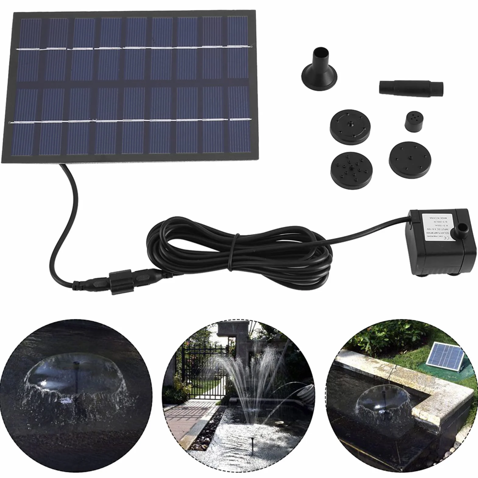 Pompe de Fontaine Solaire 9V 1.8W Panneau Solaire Alimenté Kit d'Arrosage pour Bassin Exterieur