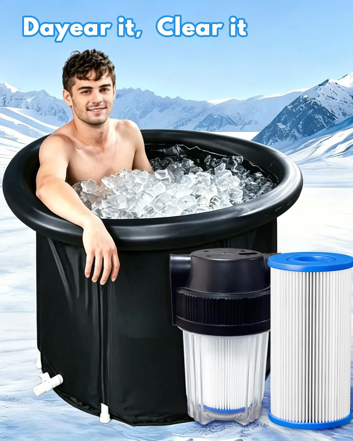 Filtre de Remplacement de Bain de Glace 12,7 cm x 6,35 cm 16 Pack | Filtre de plongée à froid 20 Micron plissé filtrage de sédiment Remplacement pour baignoire de glace bain à remous