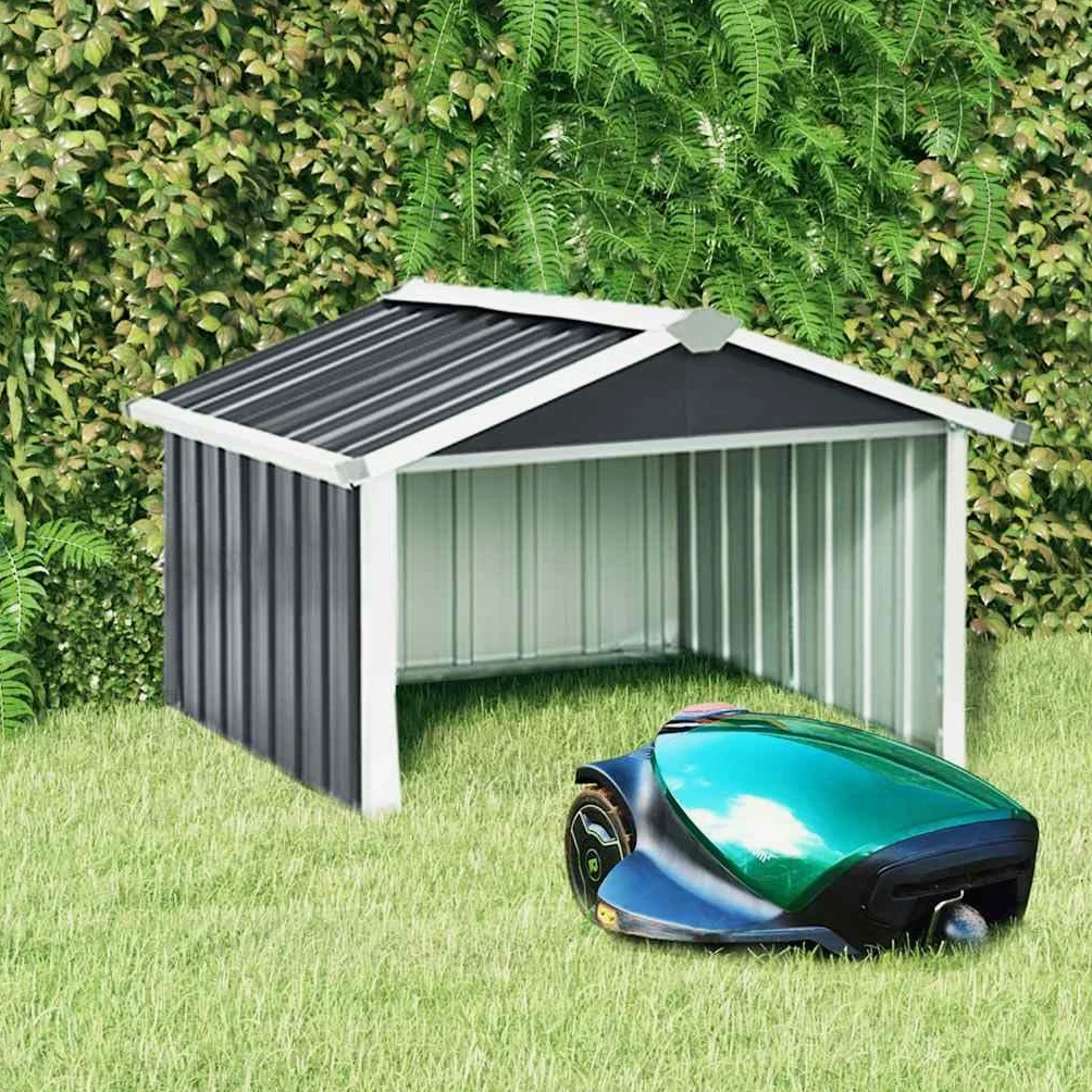 Garage pour tondeuse à gazon en acier galvanisé - 92 x 97 x 63 cm - Anthracite - Abri de jardin résistant aux intempéries pour robots à gazon et rangement d'outils en extérieur