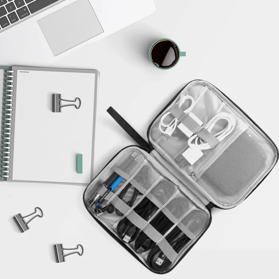 Sac Électronique Antichoc Anti Humide pour Câbles, Chargeur, Disques Durs, USB - Noir