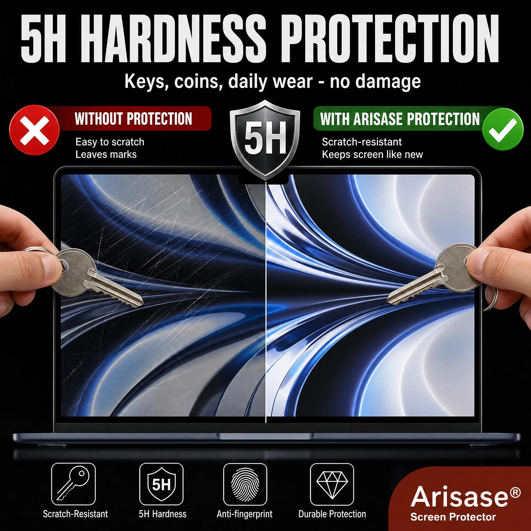 Lot de 2 films protecteurs d'écran HD pour MacBook Air 13,6 pouces M2 2022 A2681