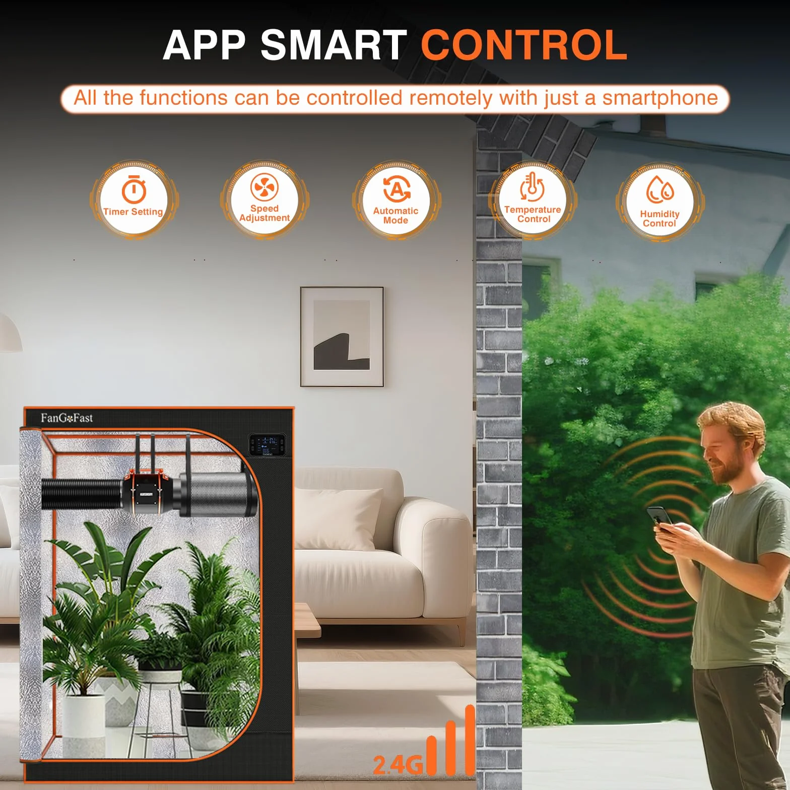 FanGoFast 100mm Extracteur d'Air Wifi avec Moteur EC 2800 tr/min pour Tentes