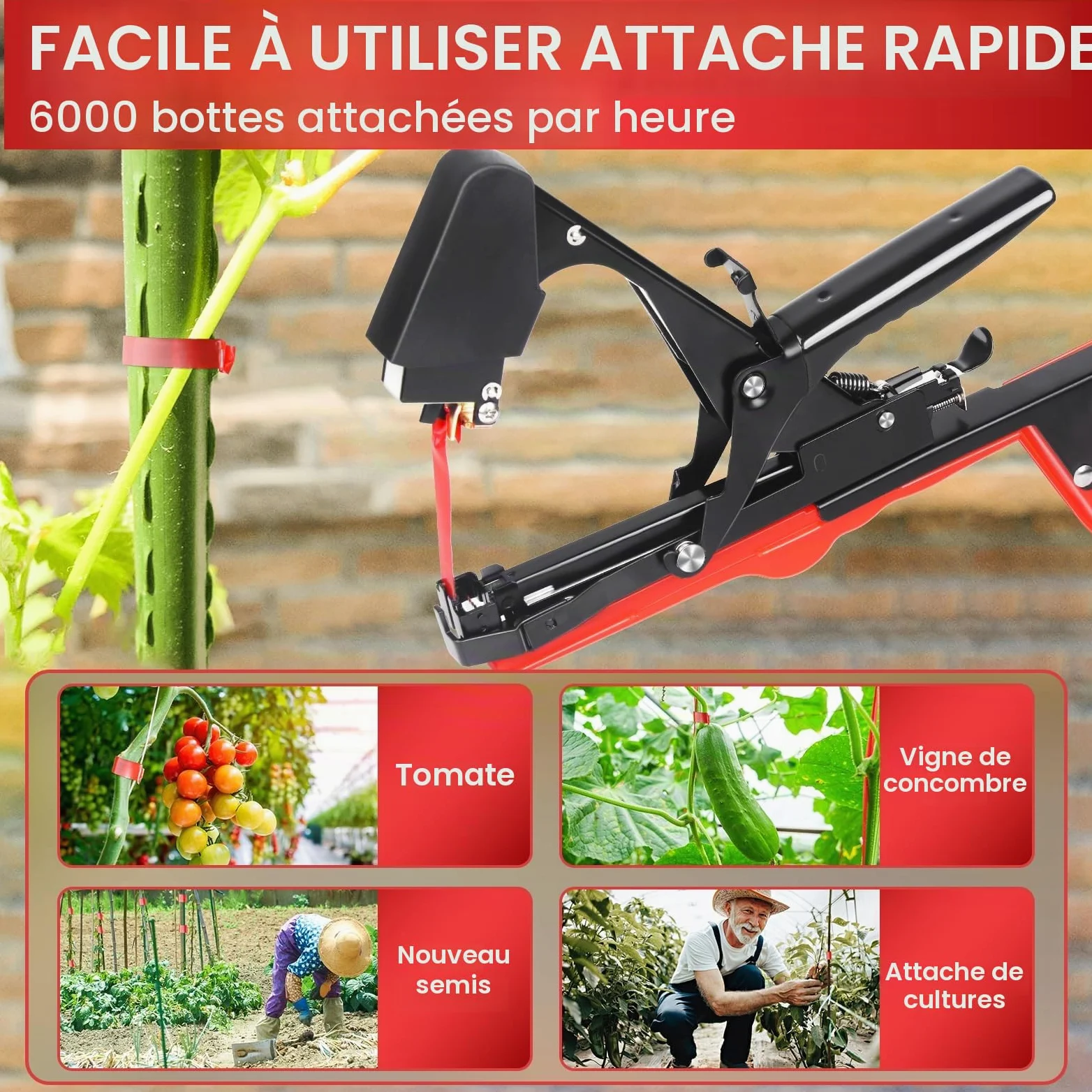 SWANSOFT Machine à Nouer Les Plantes 45MM Machine à Attacher Légère, Machine A Taper (20 Rouleaux)