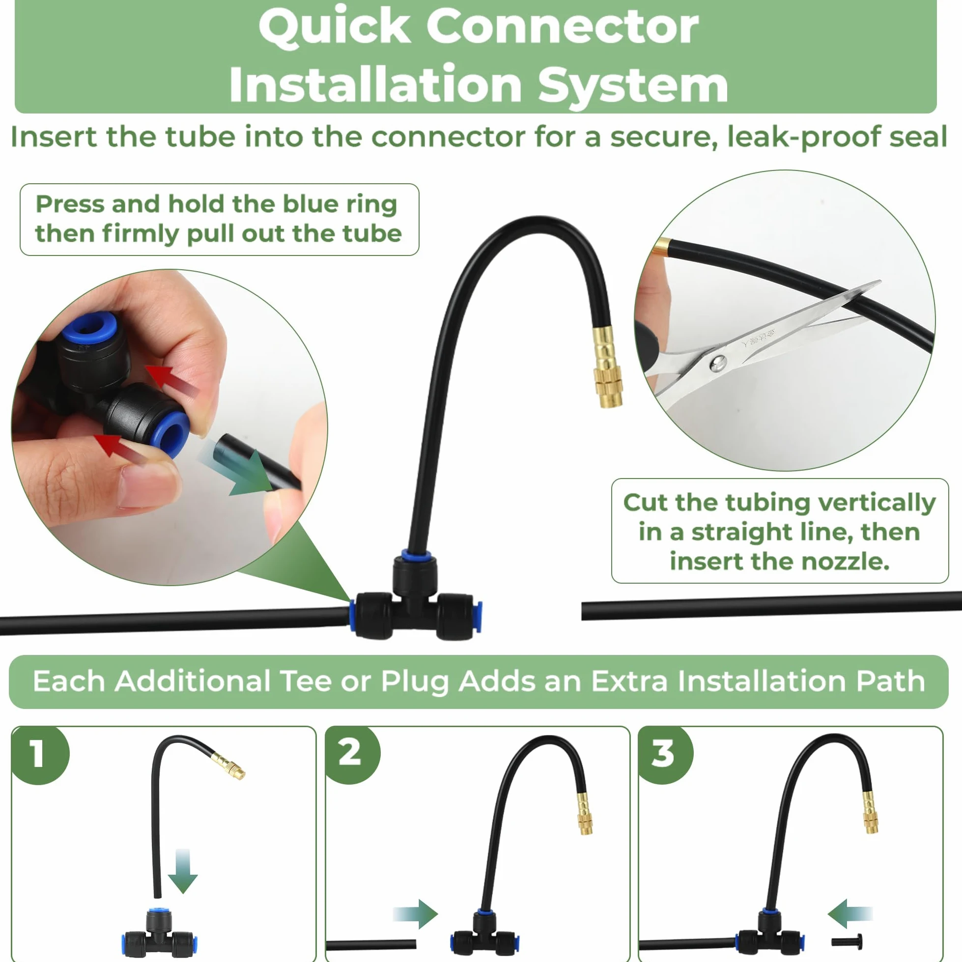 Système d'irrigation Micro Drip System pour le jardin : 38 m avec 20 buses de pulvérisation, arrosage gouttelette, kit incurvé pour balcon, plate-bande surélevée de jardin, raccord rapide