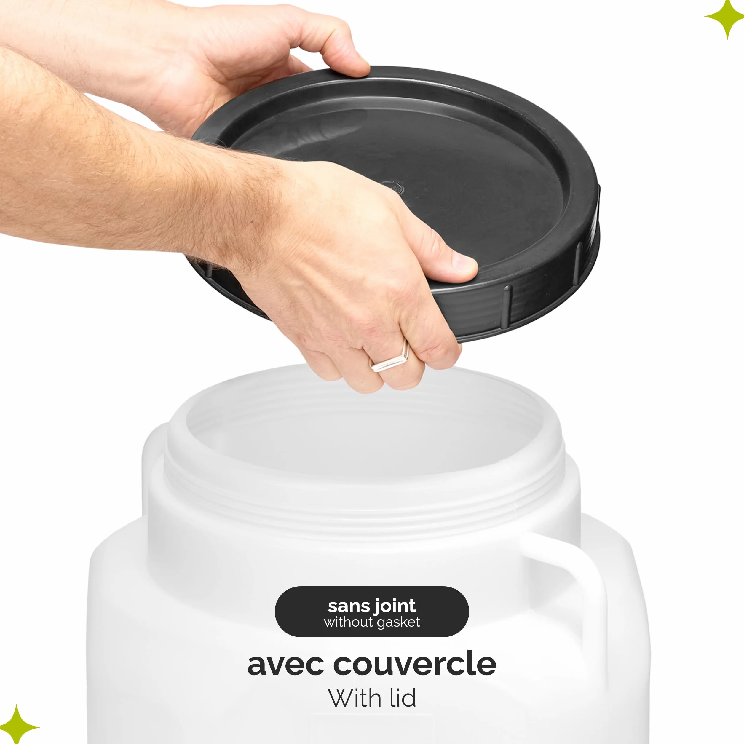 Garronda Serbatoio Acqua Quadrato BPA-Free 40 Litri per Alimenti con Coperchio Bianco