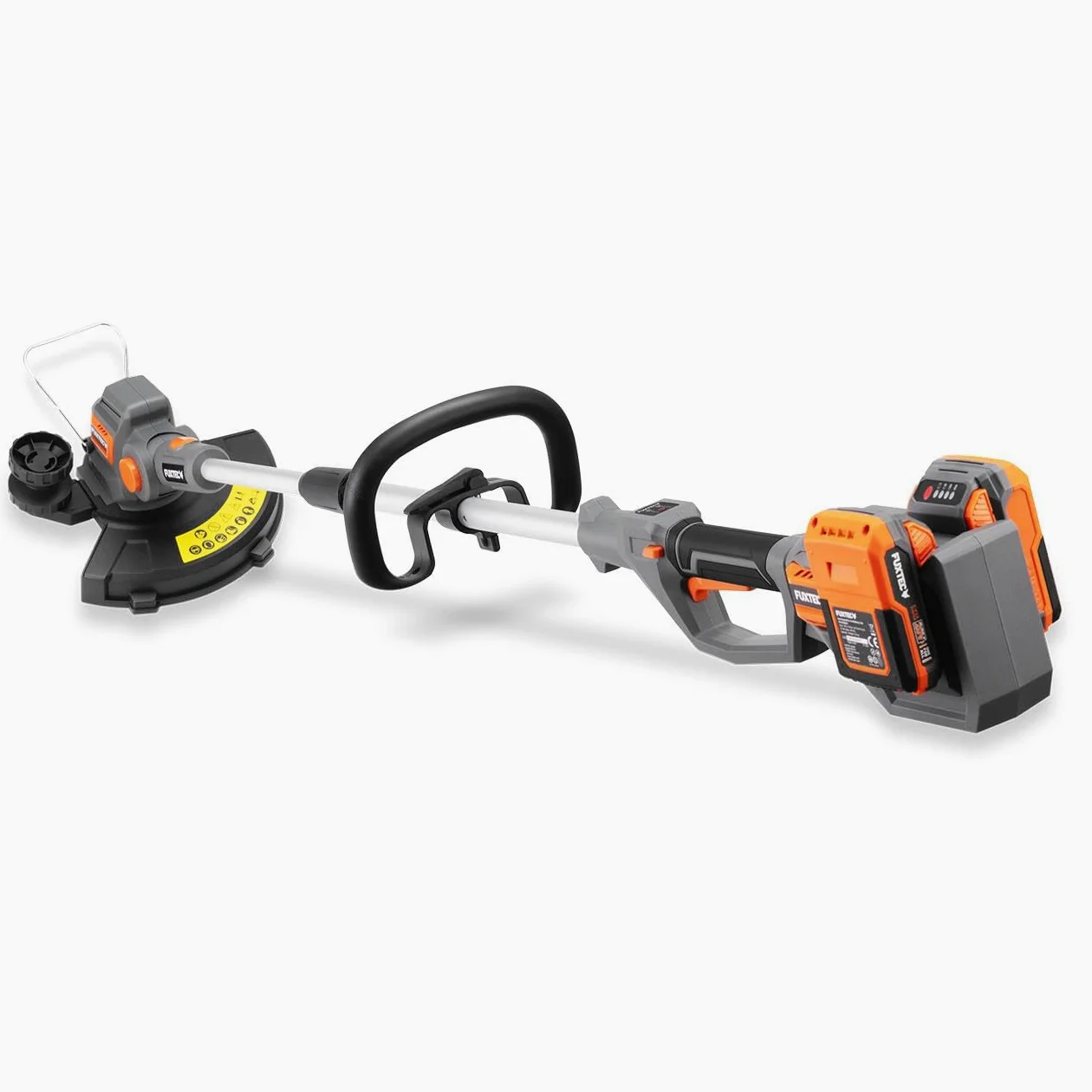 FUXTEC Coupe-Bordures sans Fil FX-E2RTSET • système de Batterie 2x20V • Largeur de Coupe 30 cm • Manche télescopique 138,5 à 173,5 cm 8 000 TR/Min • Arceau de Protection des Plantes