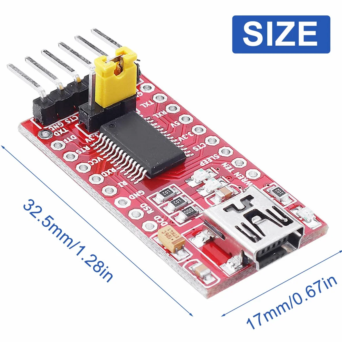 FT232RL Adaptateur Série USB vers TTL Module Convertisseur Mini Interface USB 3.3V 5.5V pour Arduino Raspberry Pi