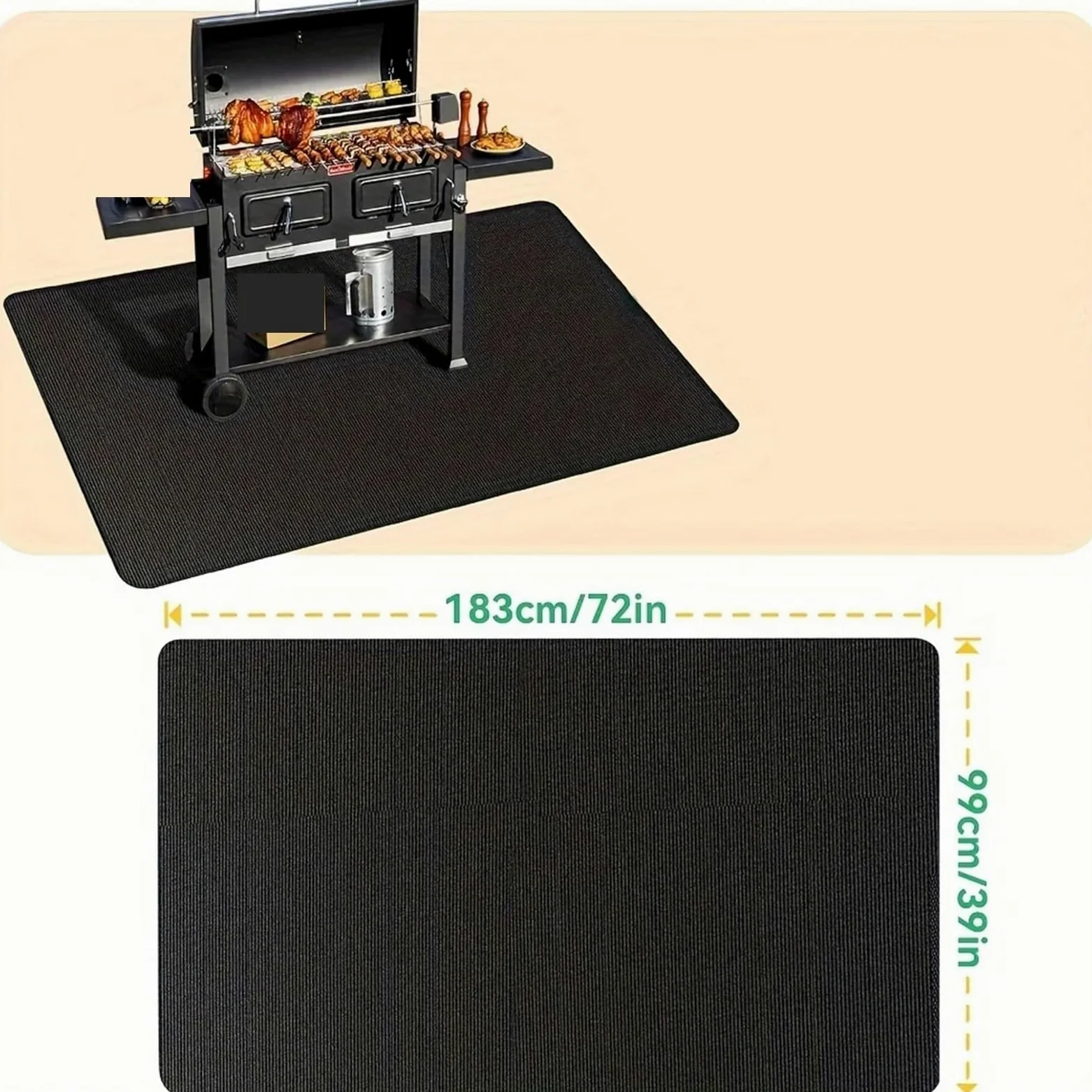 Grand Tapis sous Le Gril 72 x 39 Pouces for extérieur Double Face Ignifuge imperméable résistant à l'huile Facile Nettoyer