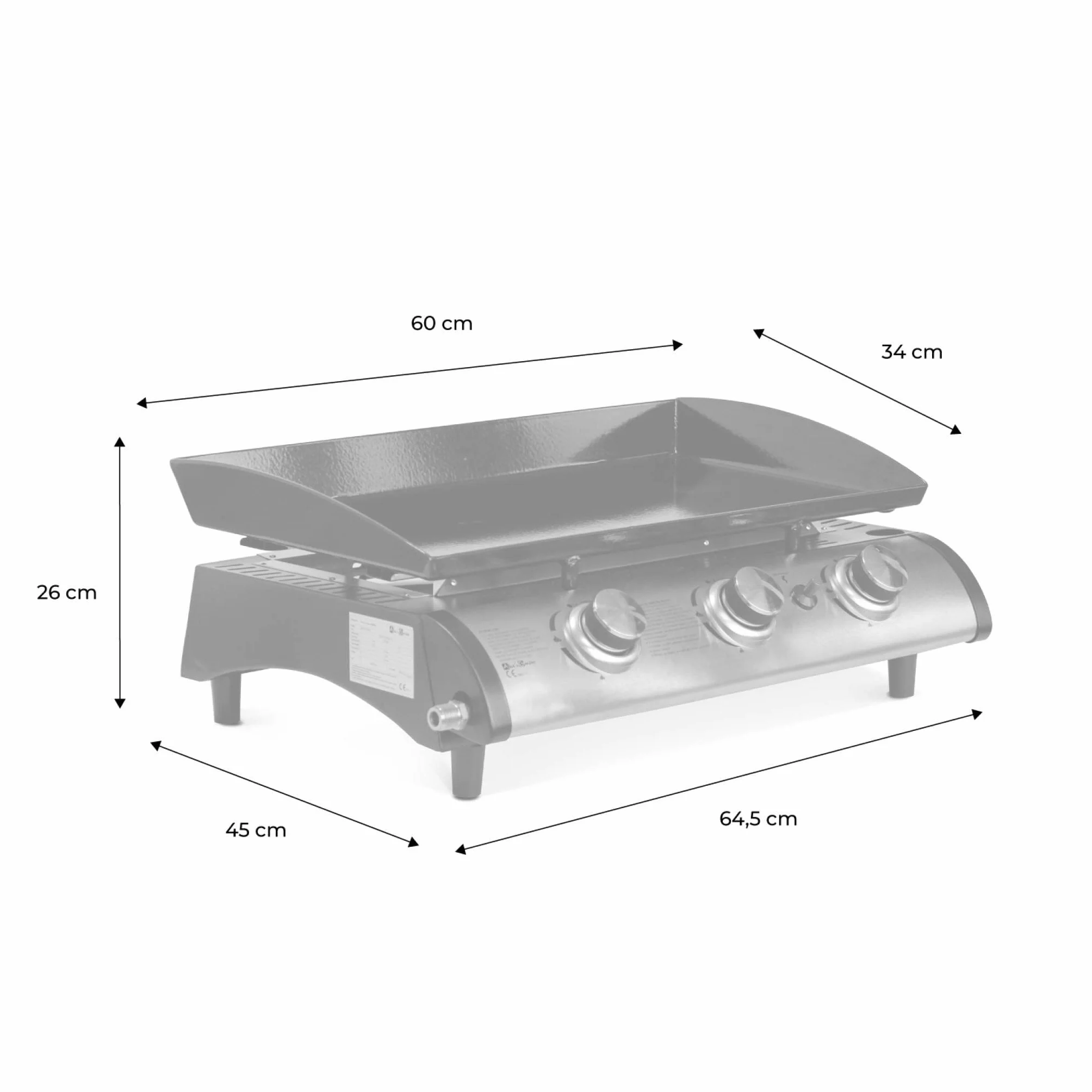 Alice's Garden Plancha au gaz 3 Feux Porthos 7.5 KW Barbecue Cuisine extérieure INOX