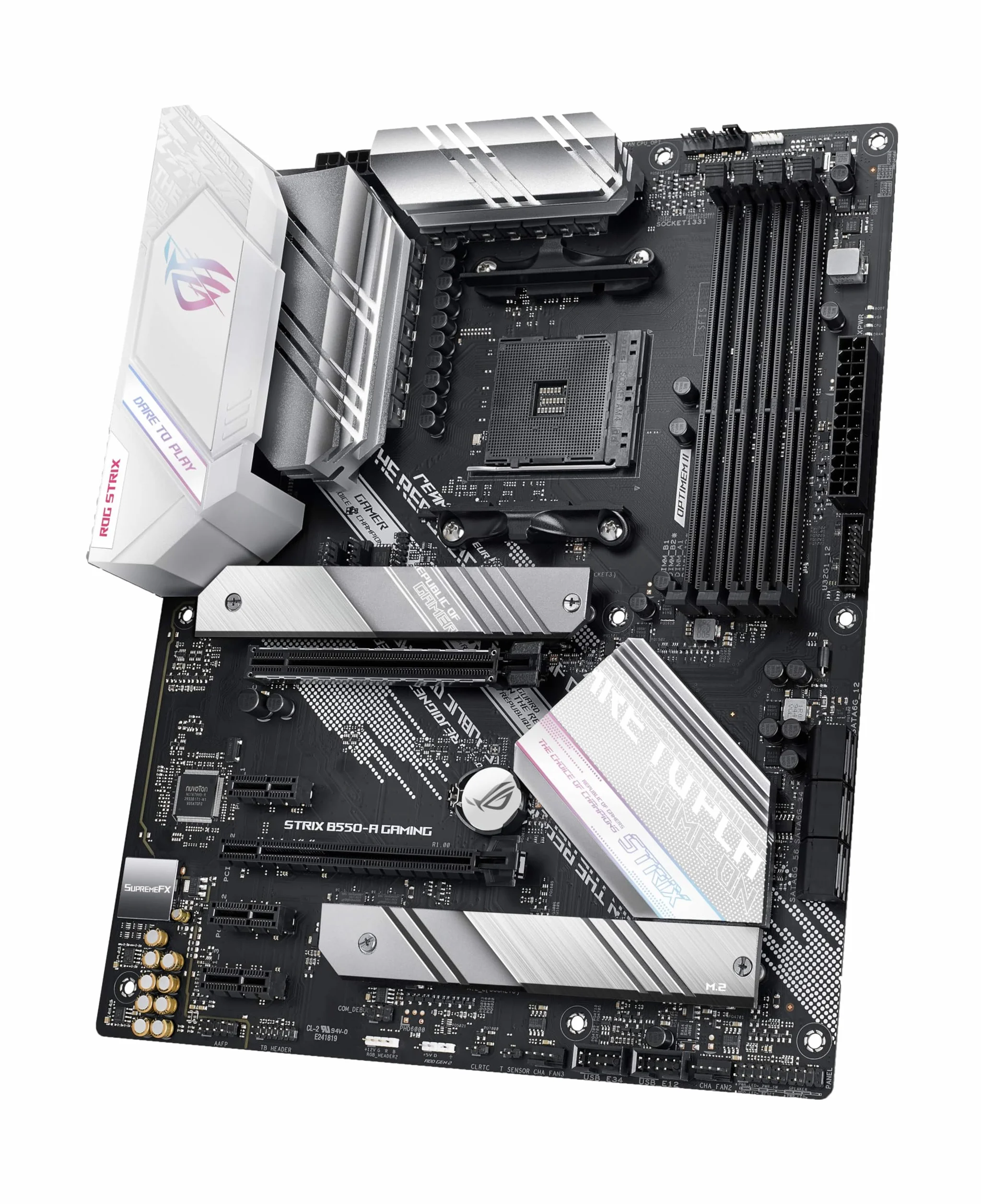 ASUS ROG Strix B550-A Gaming Carte mère AMD Ryzen AM4 ATX PCIe 4.0 14 phases d'alimentation Intel 2.5 Gb Ethernet 2xM.2 USB 3.2 Gen 2 Aura Sync