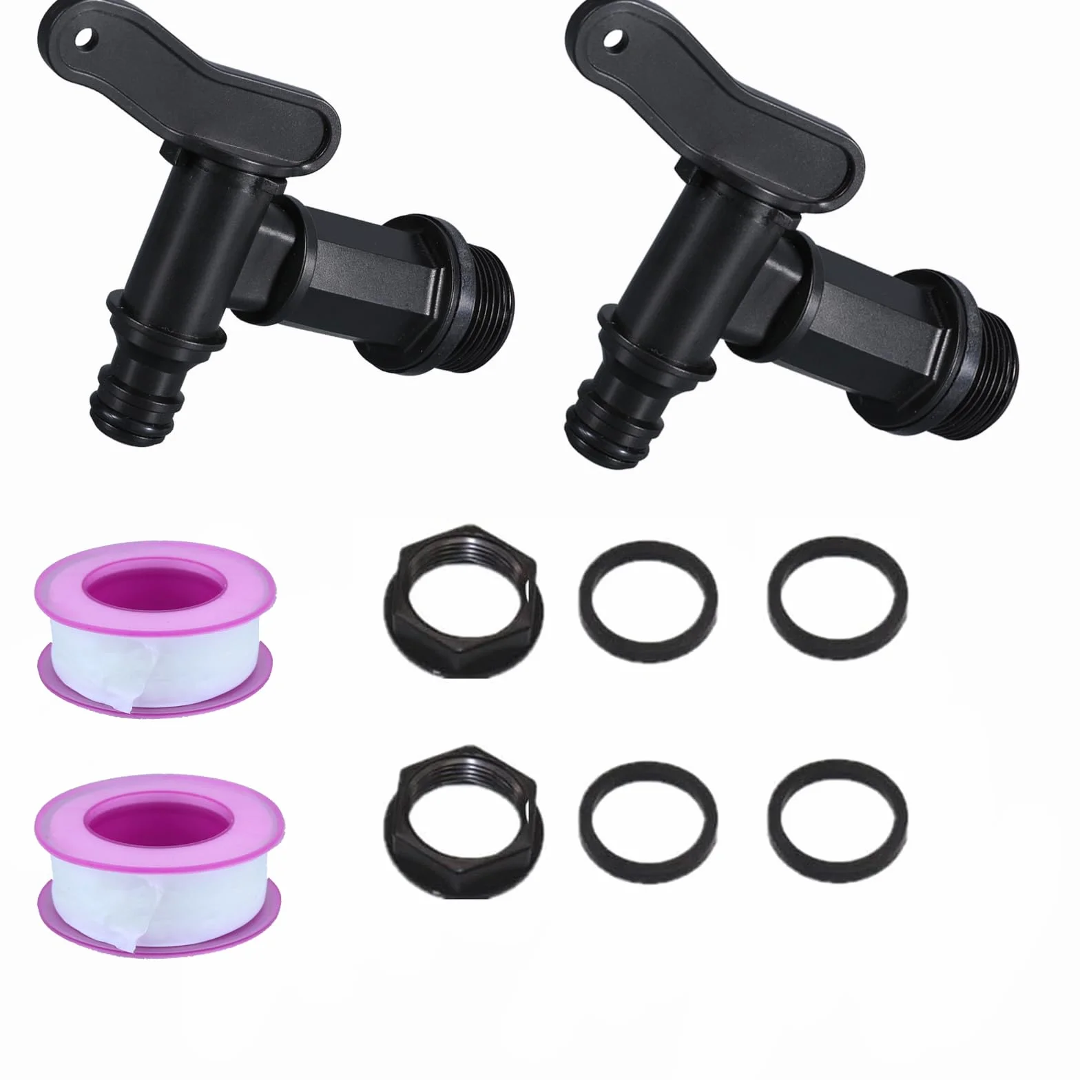 BetterJonny Robinet Cuve Plastique IBC 3/4" Adaptateur Boîte Rangement Eau avec Ruban PTFE