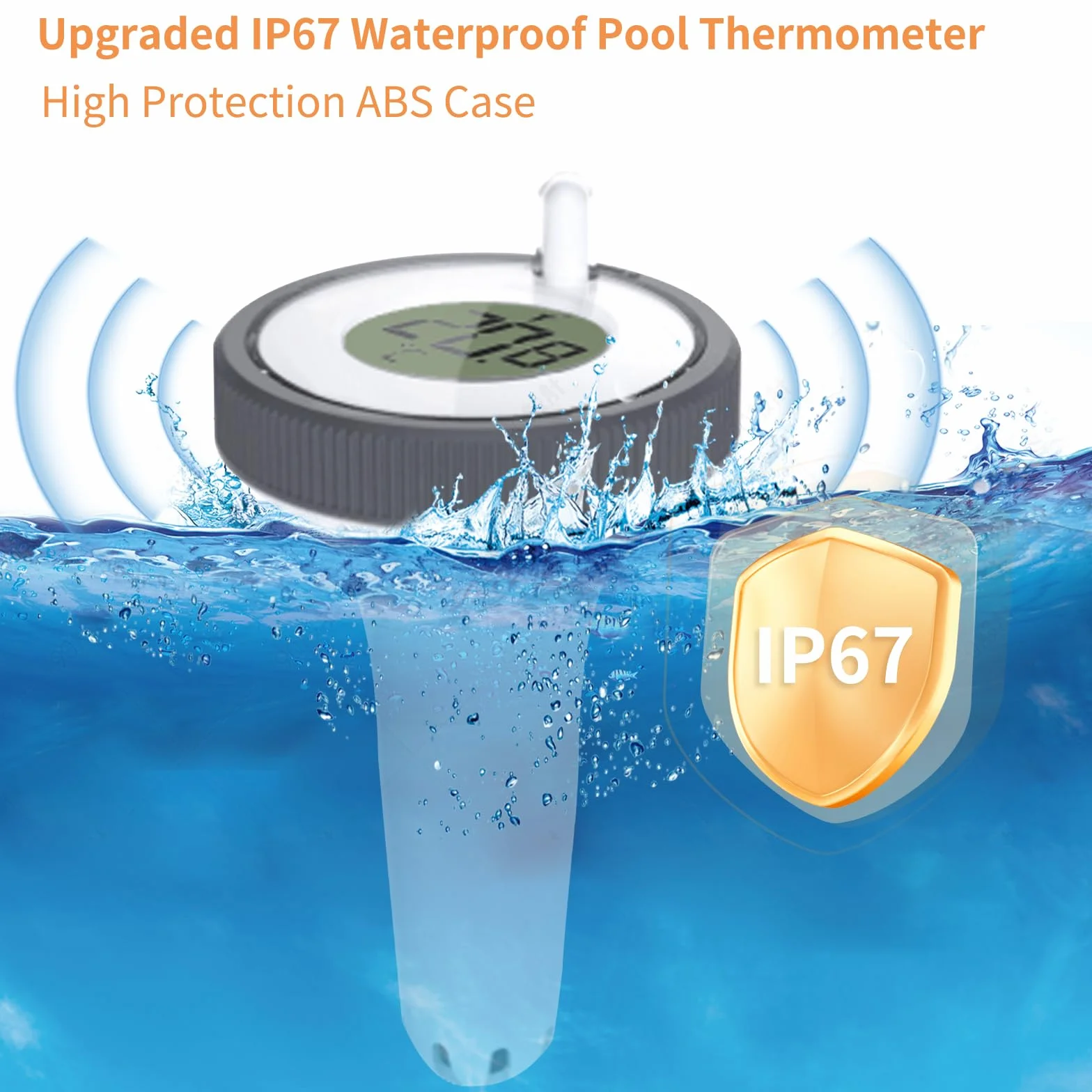 Thermomètre Piscine Flottant sans Fil Connecté LCD avec Récepteur pour Aquarium Spa Étang