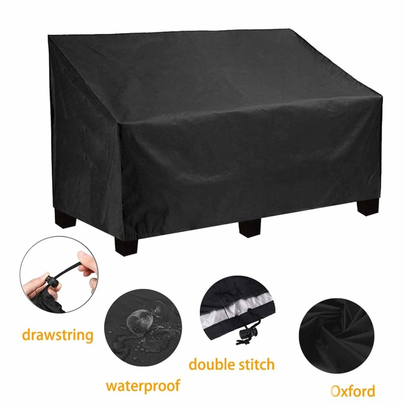 Housse Banc de Jardin 2/3/4 Places, Protection Extérieur Étanche Anti-UV 210D Oxford