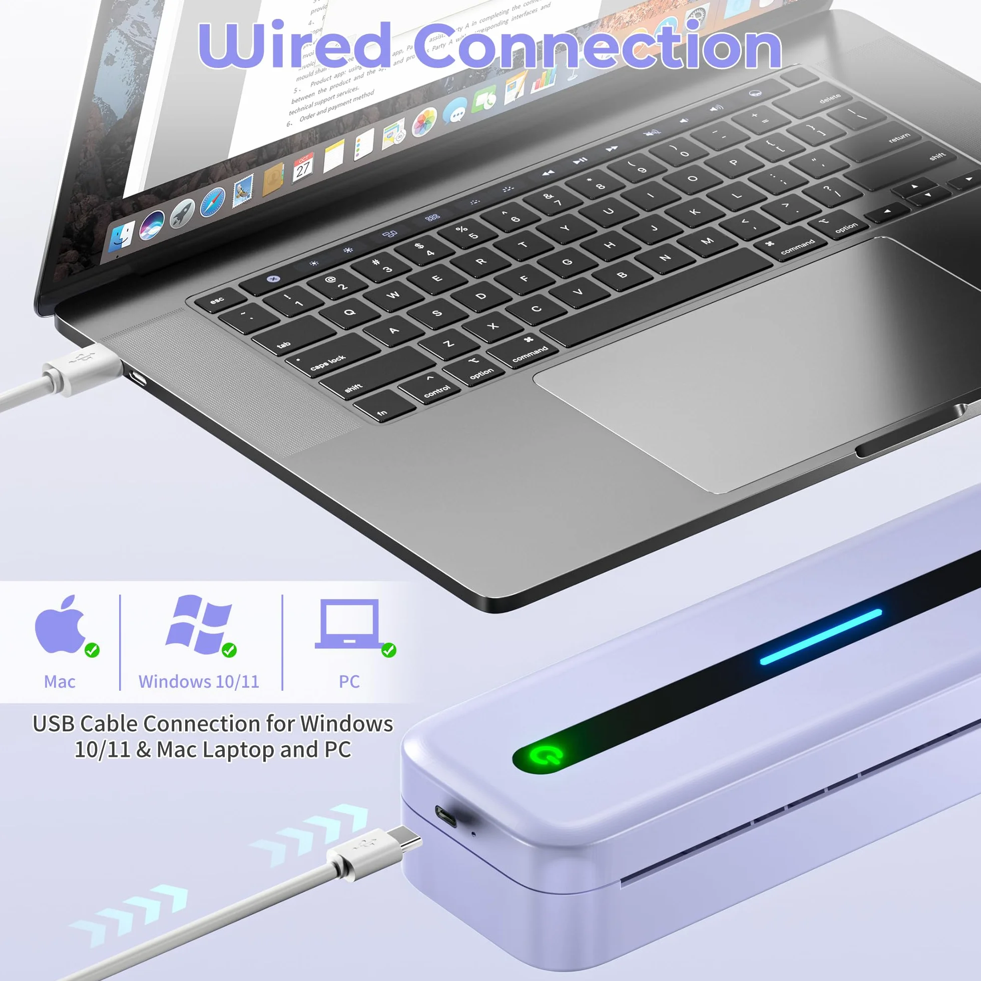 Phomemo M832 Imprimante Portable A4 Thermique Compatible Android iOS sans Encre Violet