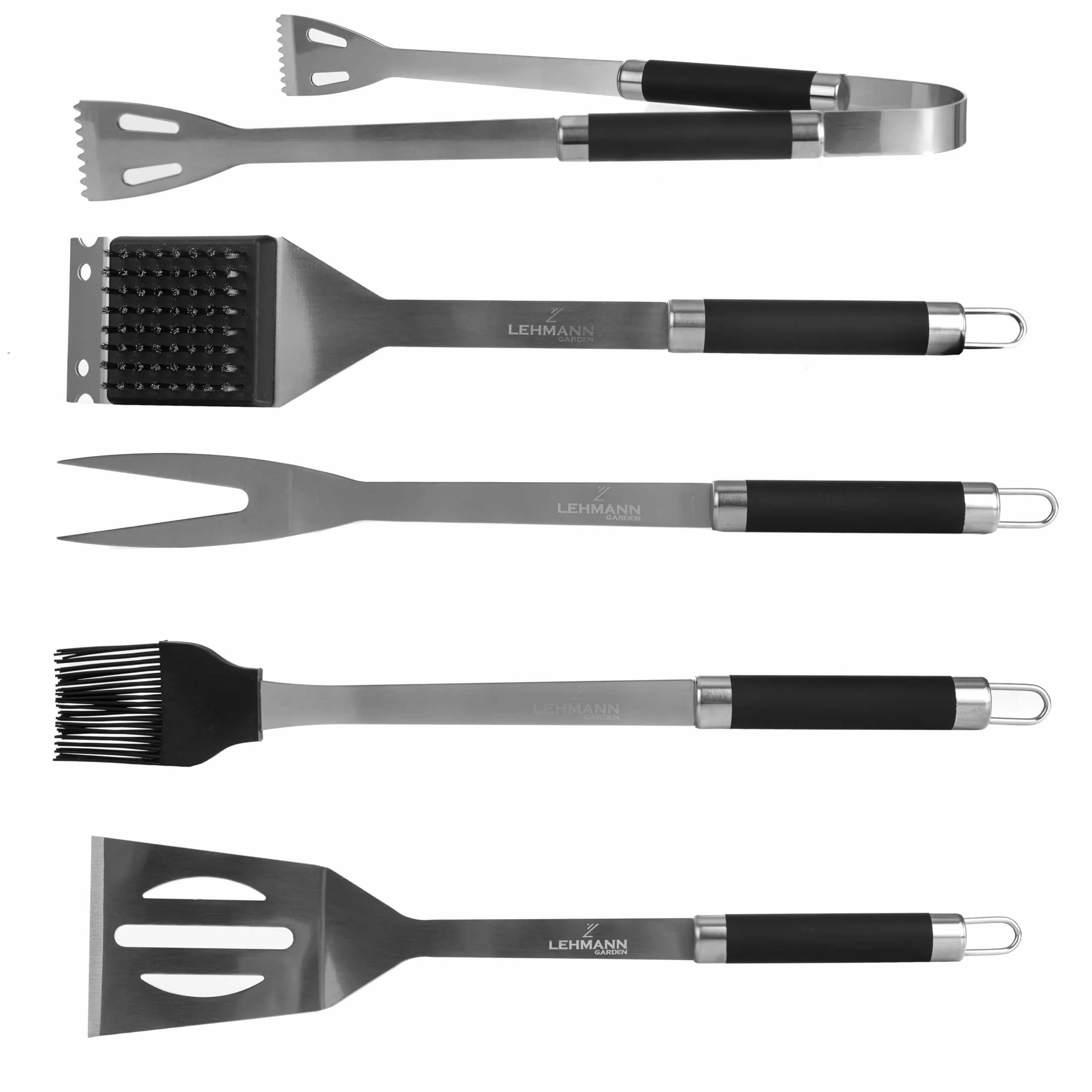LEHMANN Kit Barbecue Acier Inoxydable 5 pcs Set Accessoires avec Mallette