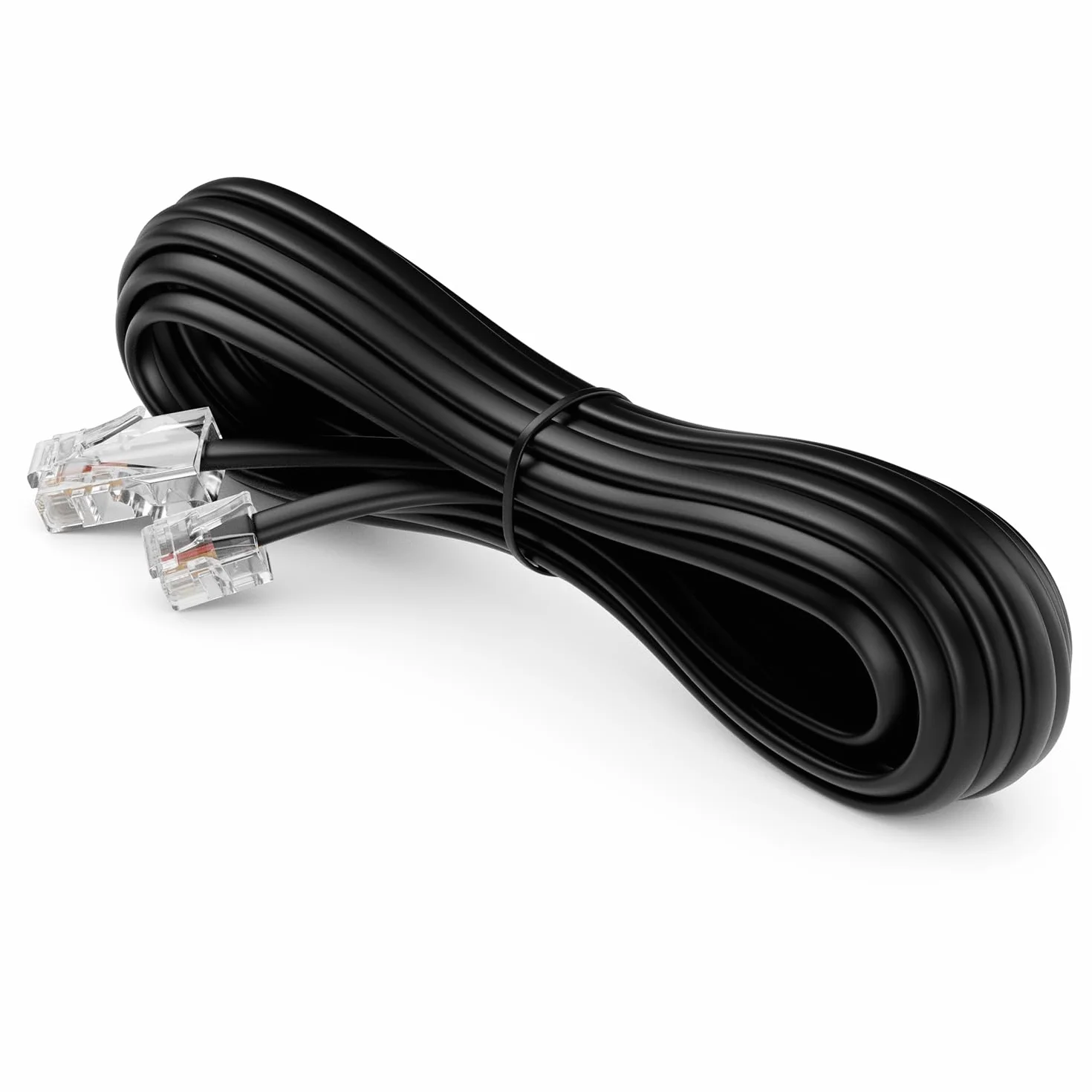 deleyCON 1m Câble Téléphone RJ11 vers RJ45 Modulaire plat Noir