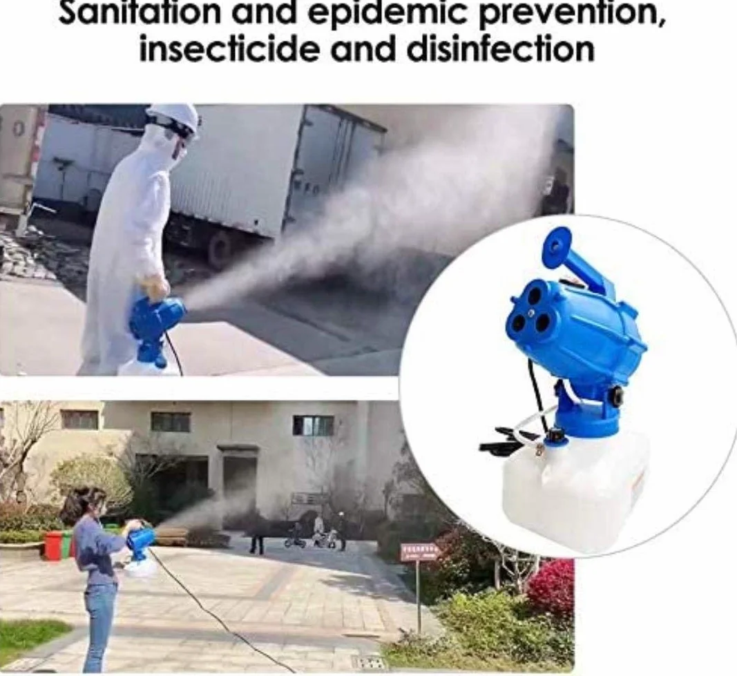 Pulvérisateur électrique portable ULV 5L, électrique 3 buses de jardin, portée de 6 à 10 m, atomiseur pour la maison, les hôpitaux, le bureau, l'école de ferme