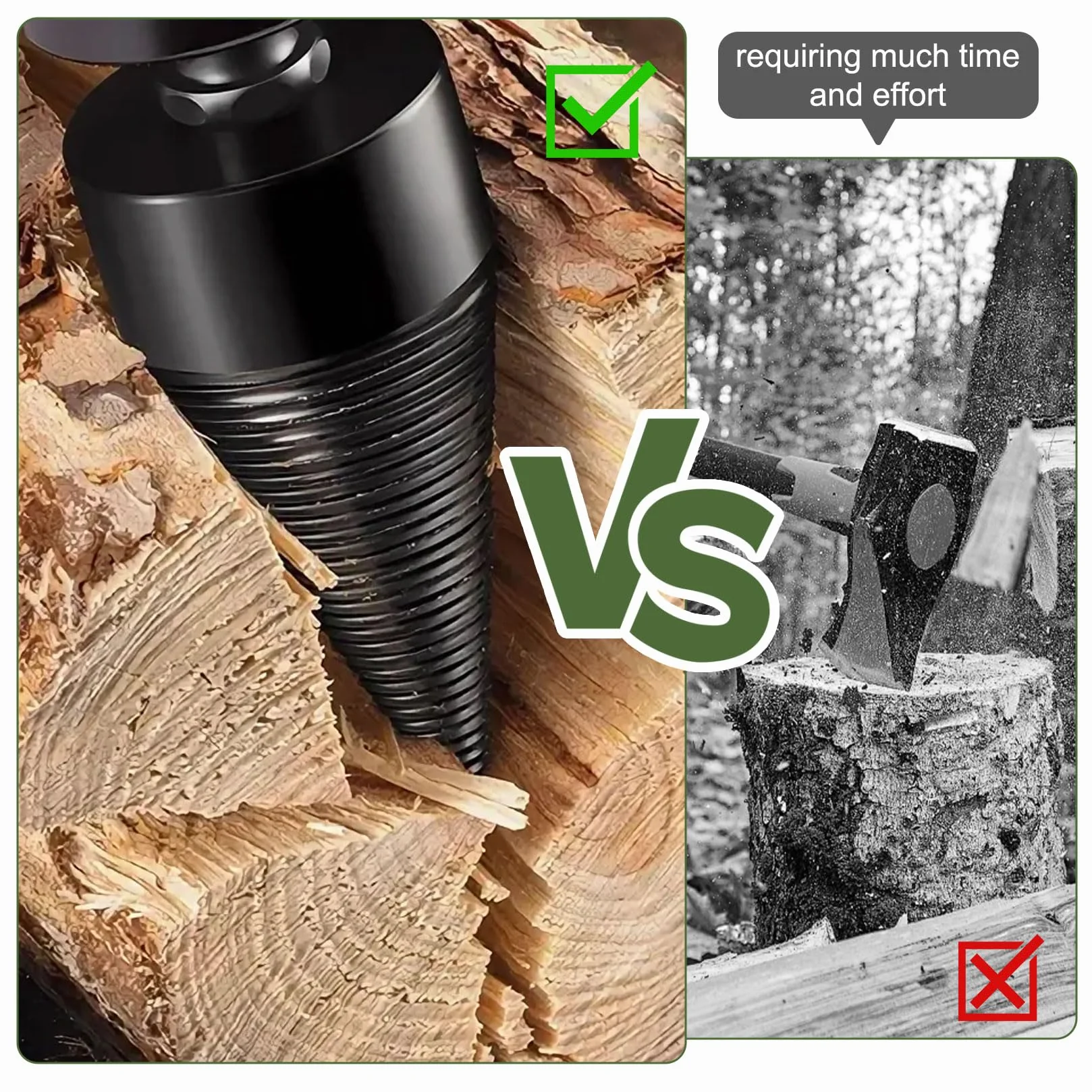 Foret Fendeur De Bois 42 mm 32 mm - Kit De Vis Conique Avec 4 Poignées De Perçage