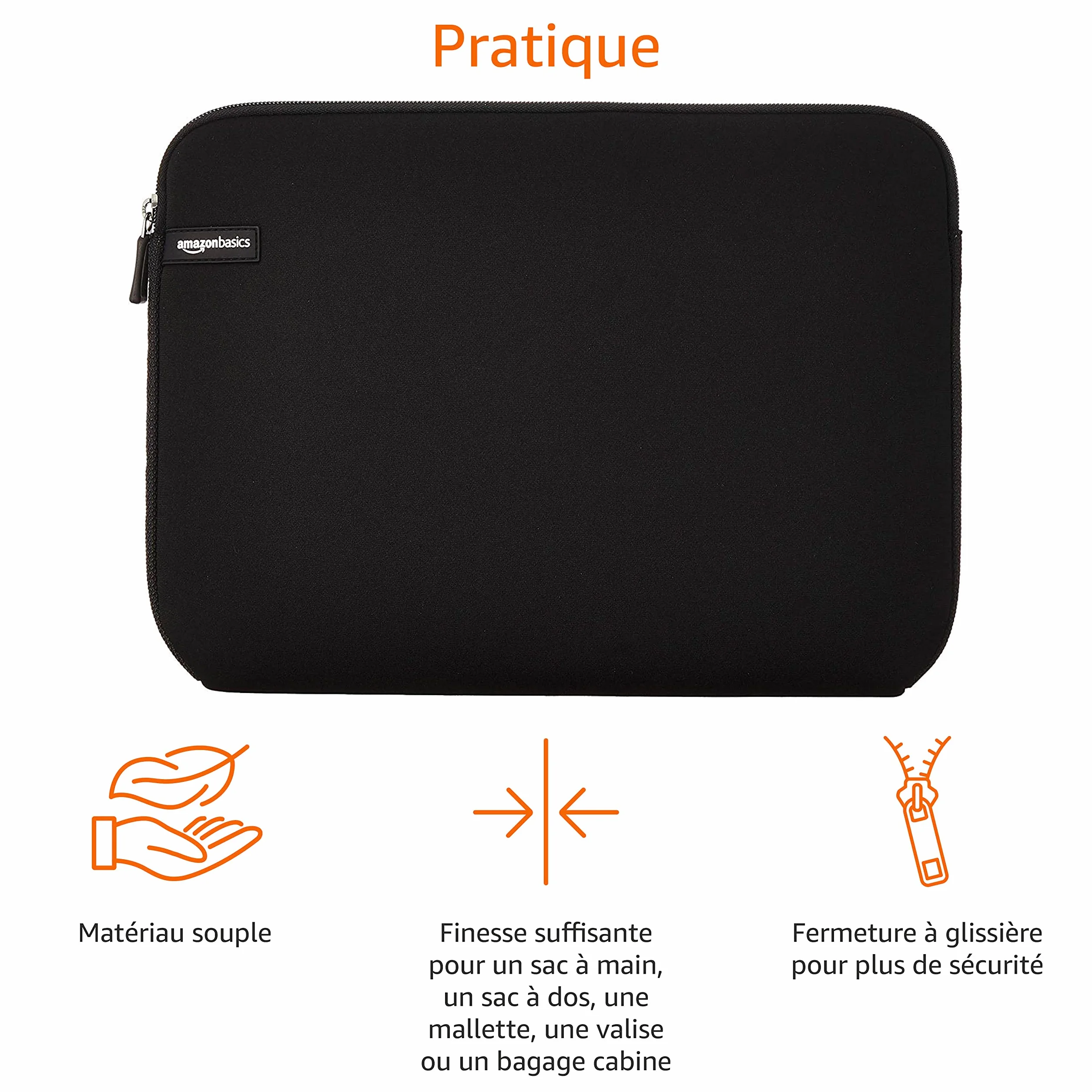 Amazon Basics Housse Ordinateur Portable 14 Pouces Noir