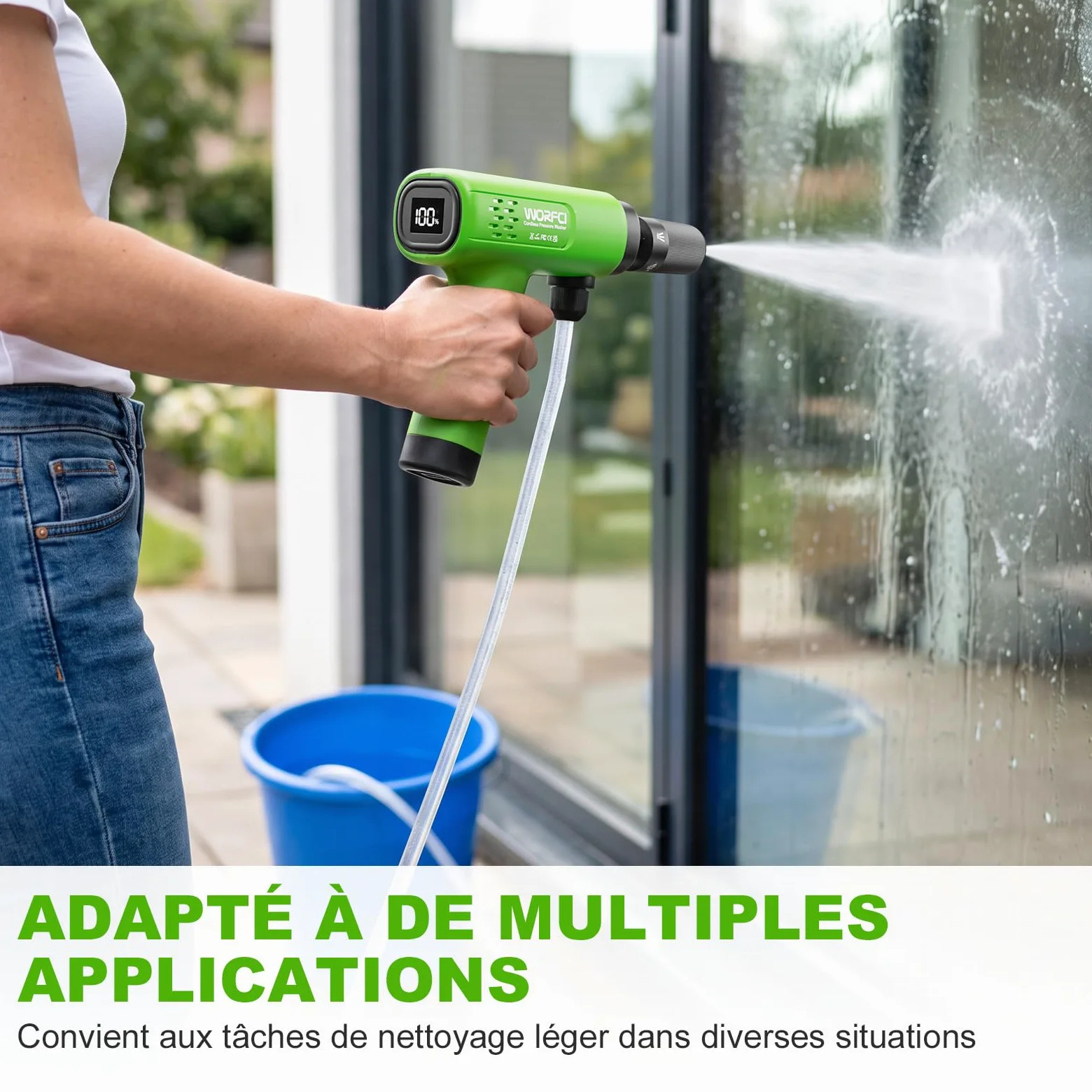 Mini Nettoyeur Haute Pression sans Fil, USB C, Affichage Batterie | Buse 5 en 1, Pot à Mousse Portable, Tuyau de 5 m, Jet de Lavage Portable 260 PSI pour Lavage de Vvélo, Voiture, Caravane