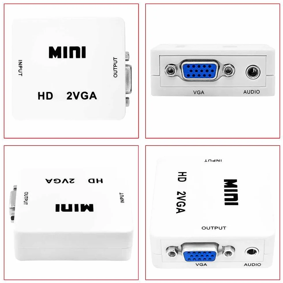 Adaptateur HDTV vers VGA 1080p Blanc Convertisseur HDTV2VGA FullHD