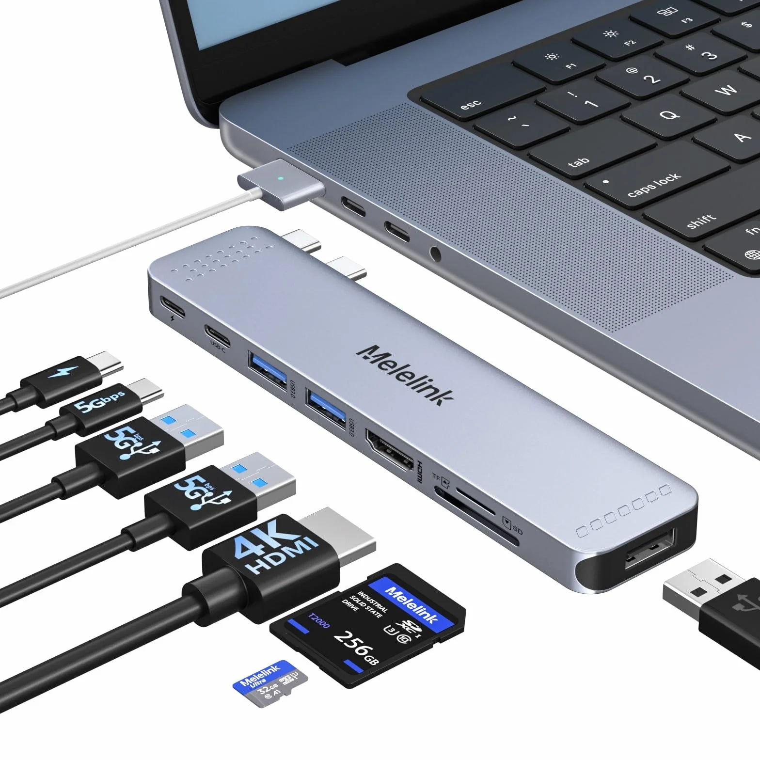 Hub USB C 8 en 2 Adaptateur HDMI 4K pour MacBook Pro/Air Thunderbolt 3 100W 40Gbps