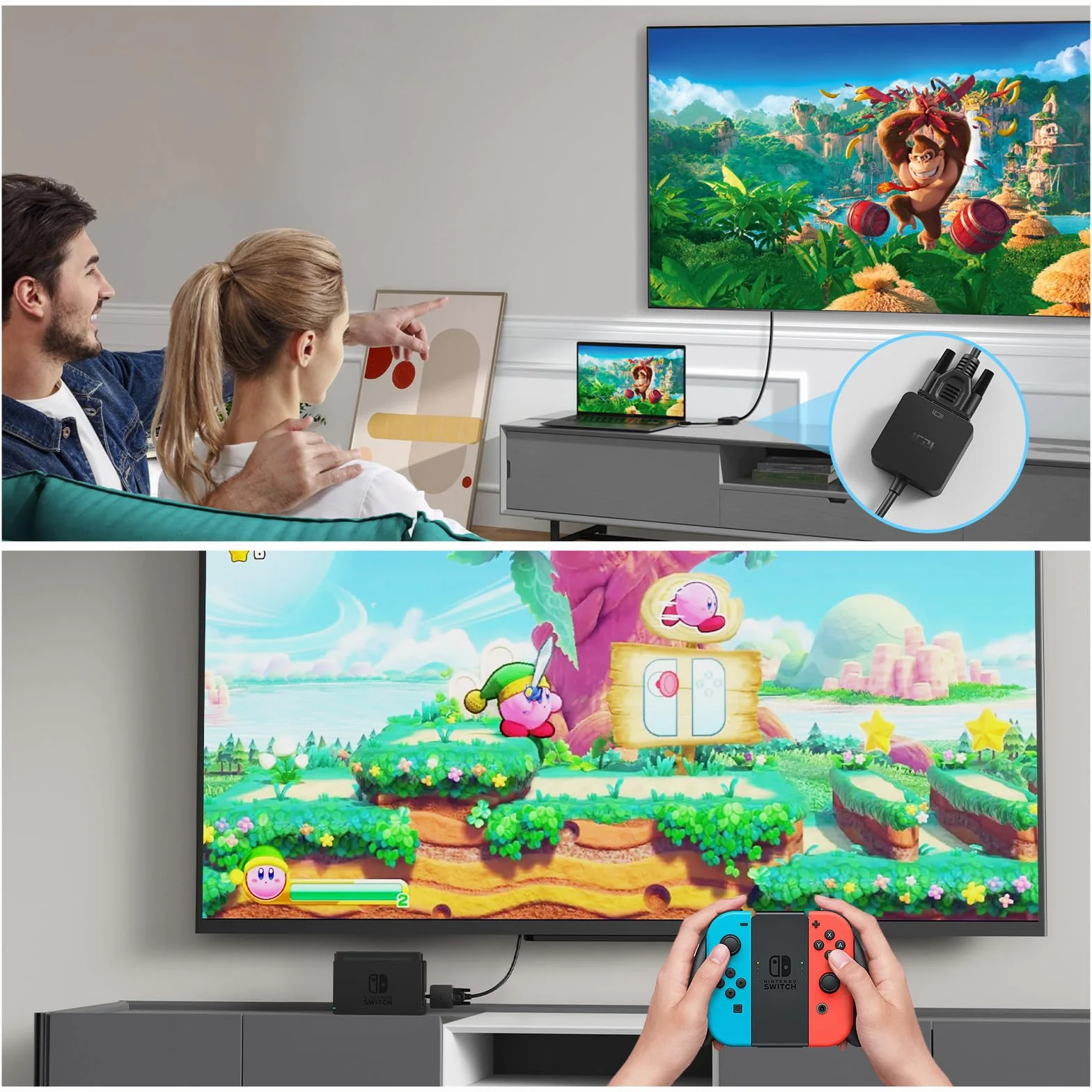 ICZI Adaptateur HDMI vers VGA 1080P Noir Convertisseur HDMI Mâle VGA Femelle