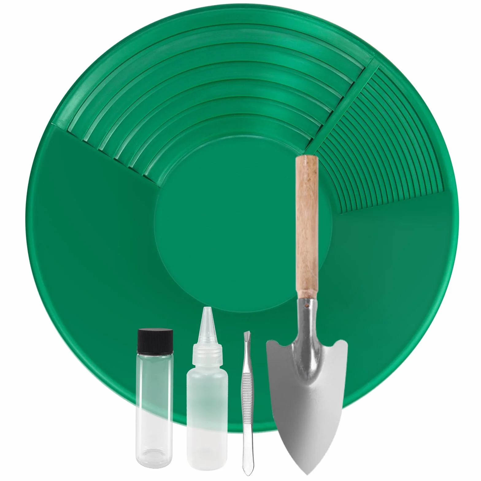 Kit D'orpaillage Gold Pan 38,5 x 8,5 cm Casserole Plastique pour Lavage Tamis Prospection Minière (Vert)