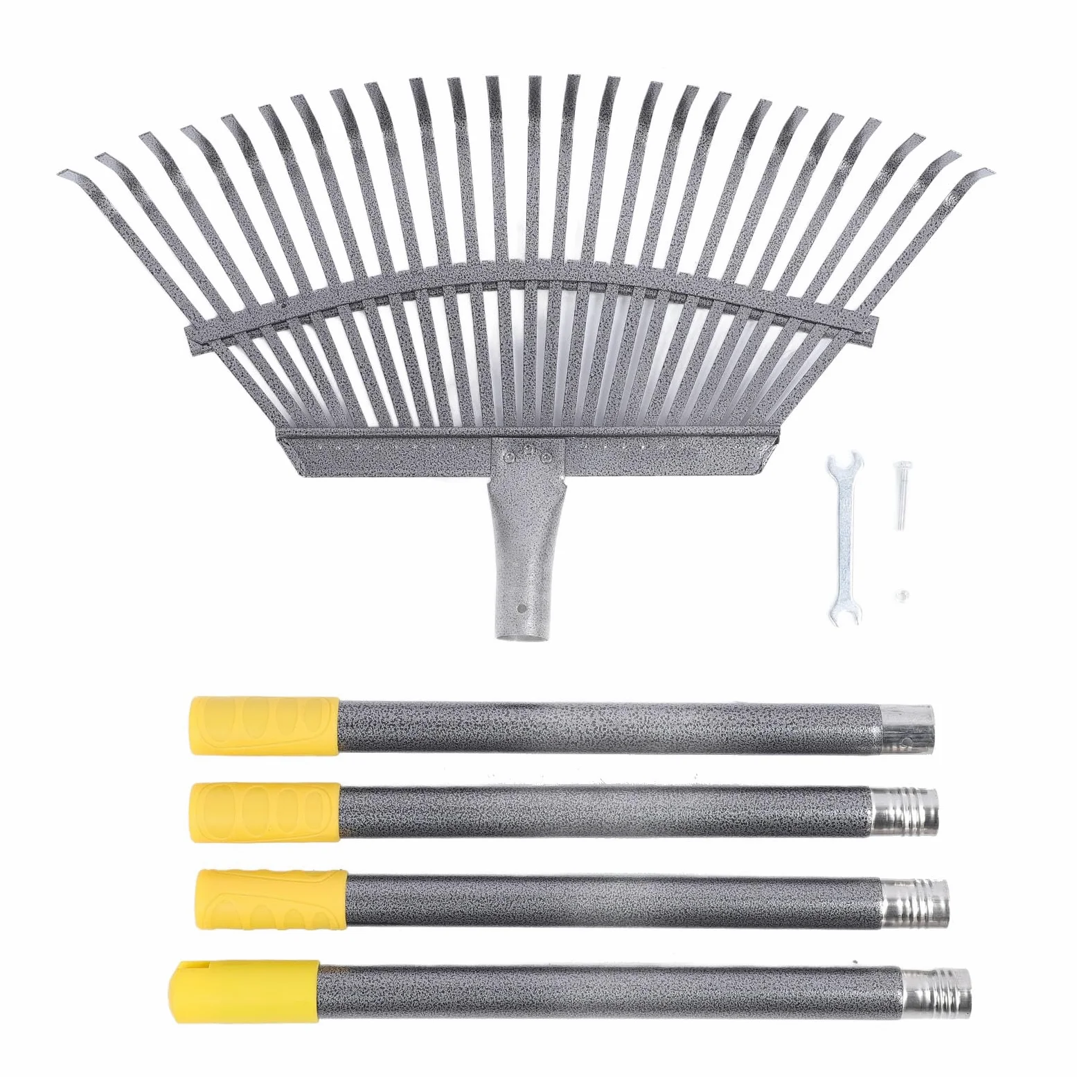 Yctze Râteau de Jardin avec 25 Dents – Râteau à Feuilles Larges pour Un Nettoyage de Pelouse sans Effort – Acier Inoxydable avec Poignée Confortable