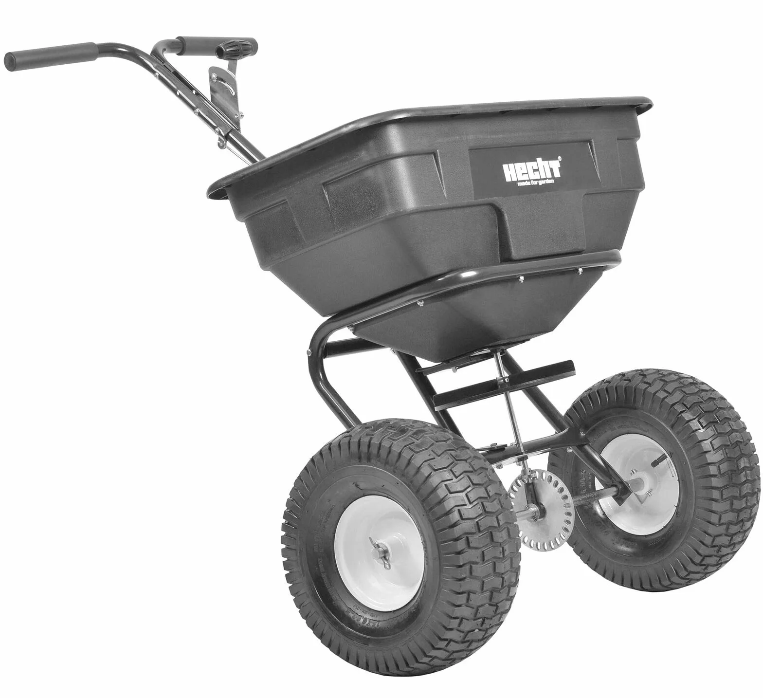 Hecht Jardin 256 Épandeur Universel de Haute Qualité 60L Dosage Exact et Distribution précise Roues
