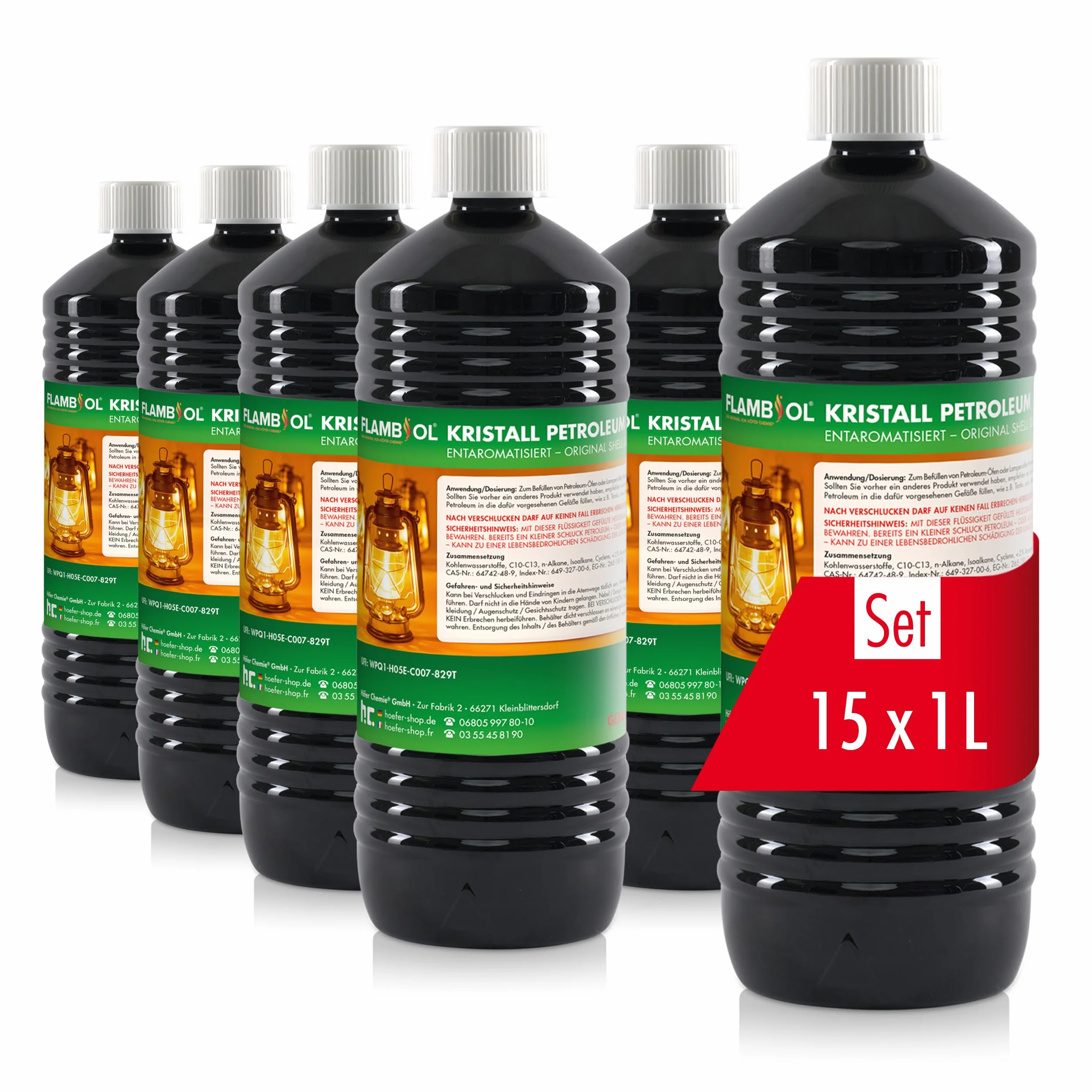 FLAMBIOL Pétrole Purifié 15 x 1 L Désaromatisé Combustion sans Suie
