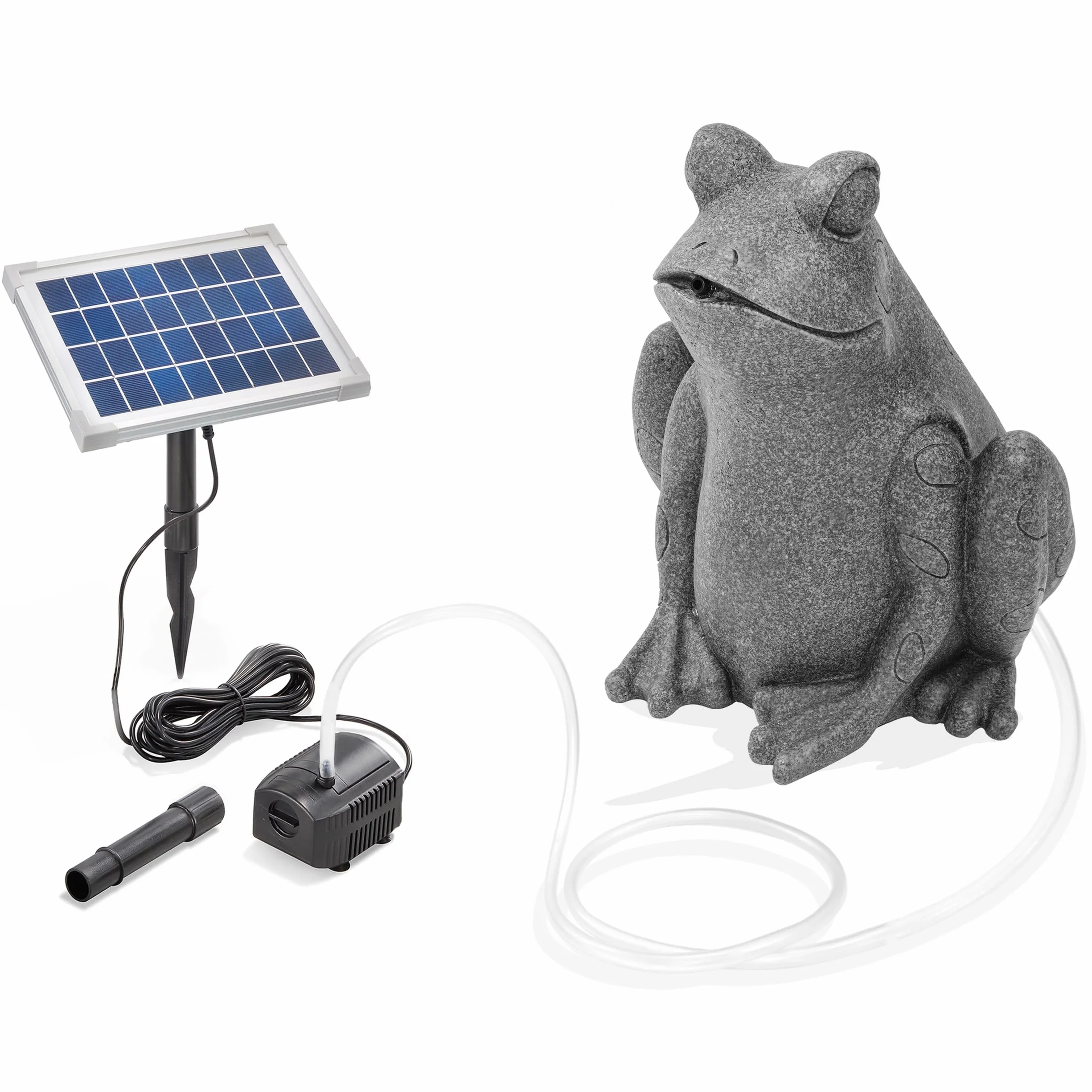 Esotec Kit gargouille solaire grenouille assise pompe solaire statue de jardin fontaine extérieure hauteur 30 cm