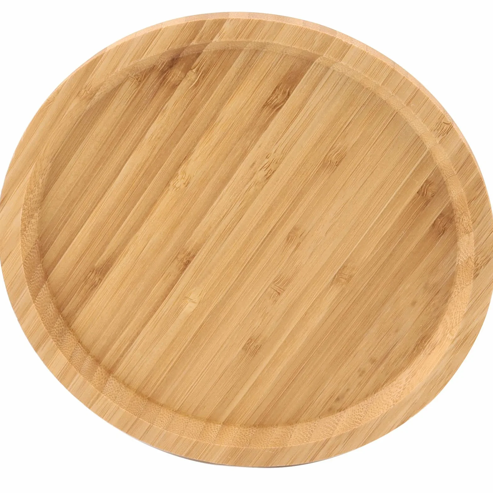 Lot de 4 soucoupes rondes en bambou de 25,4 cm, plateau de service en bambou, plateaux de fleurs en bois, dessous de verre pour pots de fleurs et plantes d'intérieur et d'extérieur