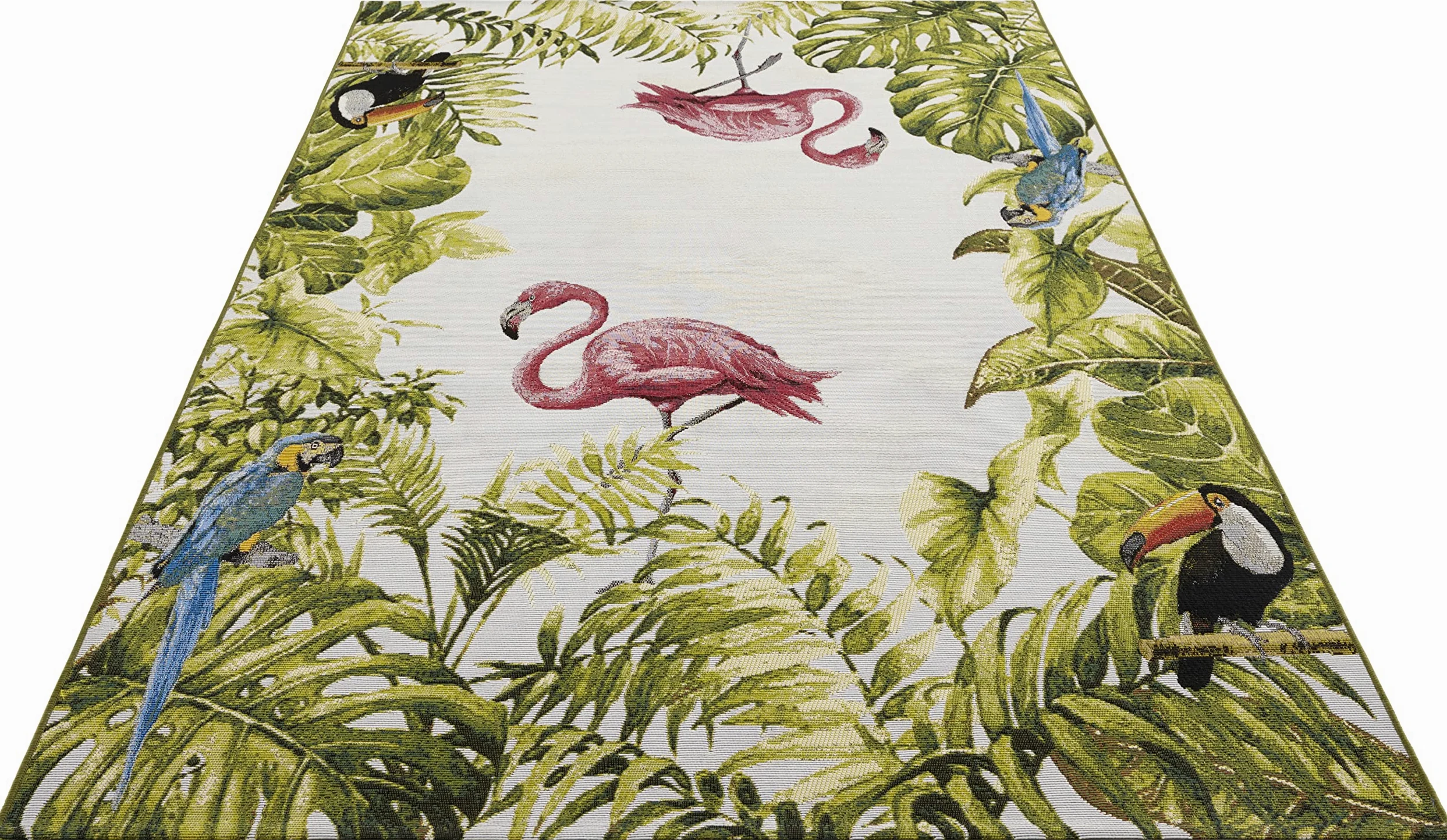 HANSE Home Tropical Birds Tapis d'intérieur et d'extérieur - Tissu Plat - Design Flamant Rose - Résistant aux intempéries et aux UV - pour Balcon, terrasse, Jardin, Salon - Coloré, 120 x 180 cm