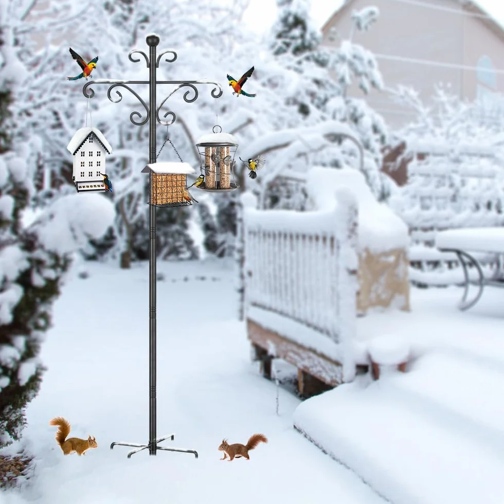 Support de suspension pour mangeoire à oiseaux 196 cm noir